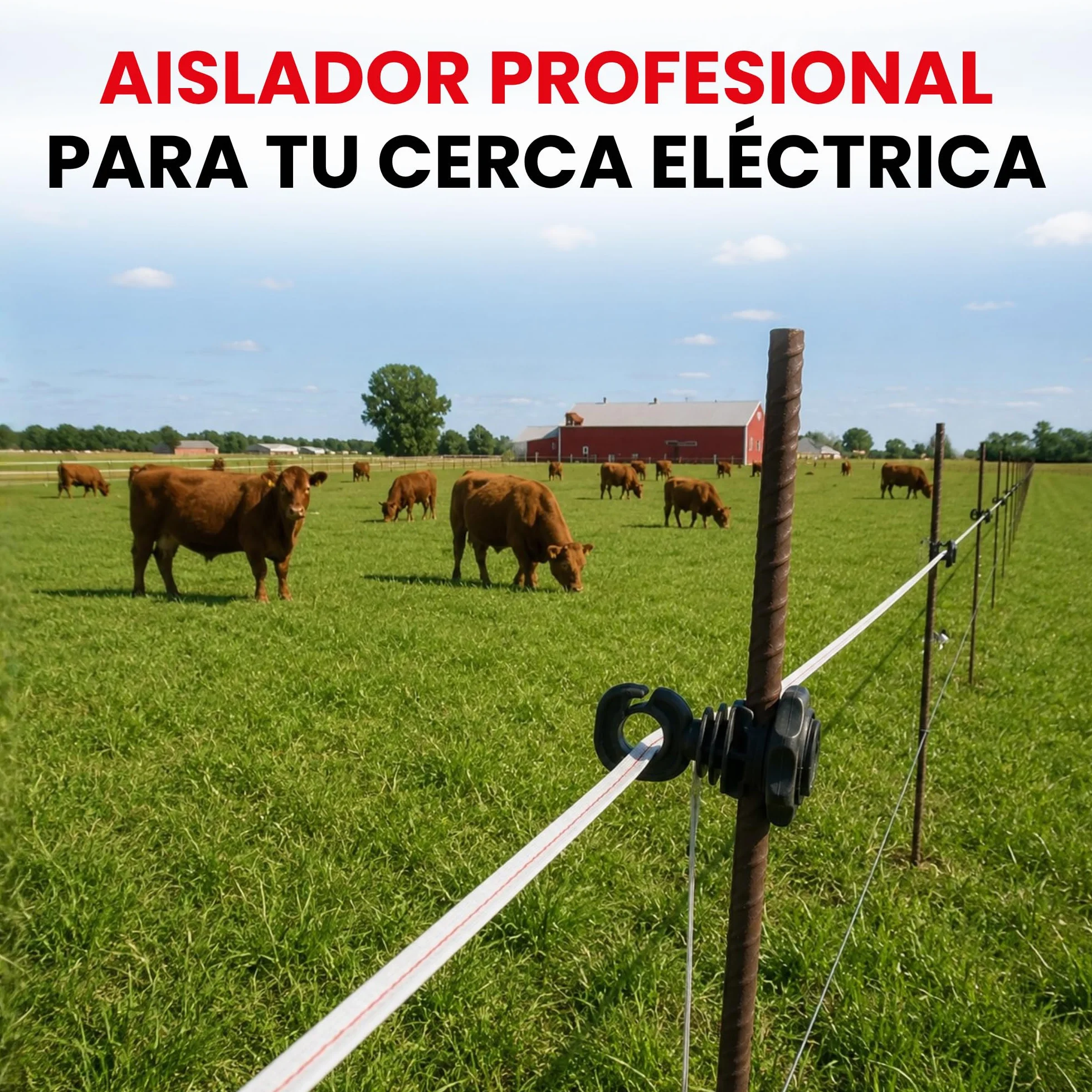 Llampec Aislador Ais00006E - Pack 200 Aisladores N-6E para Pastor Eléctrico, Compatibles con Varilla, Hilo y Cable, Aislamiento de Alta Resistencia para Cercados Eléctricos y Vallados de Ganado