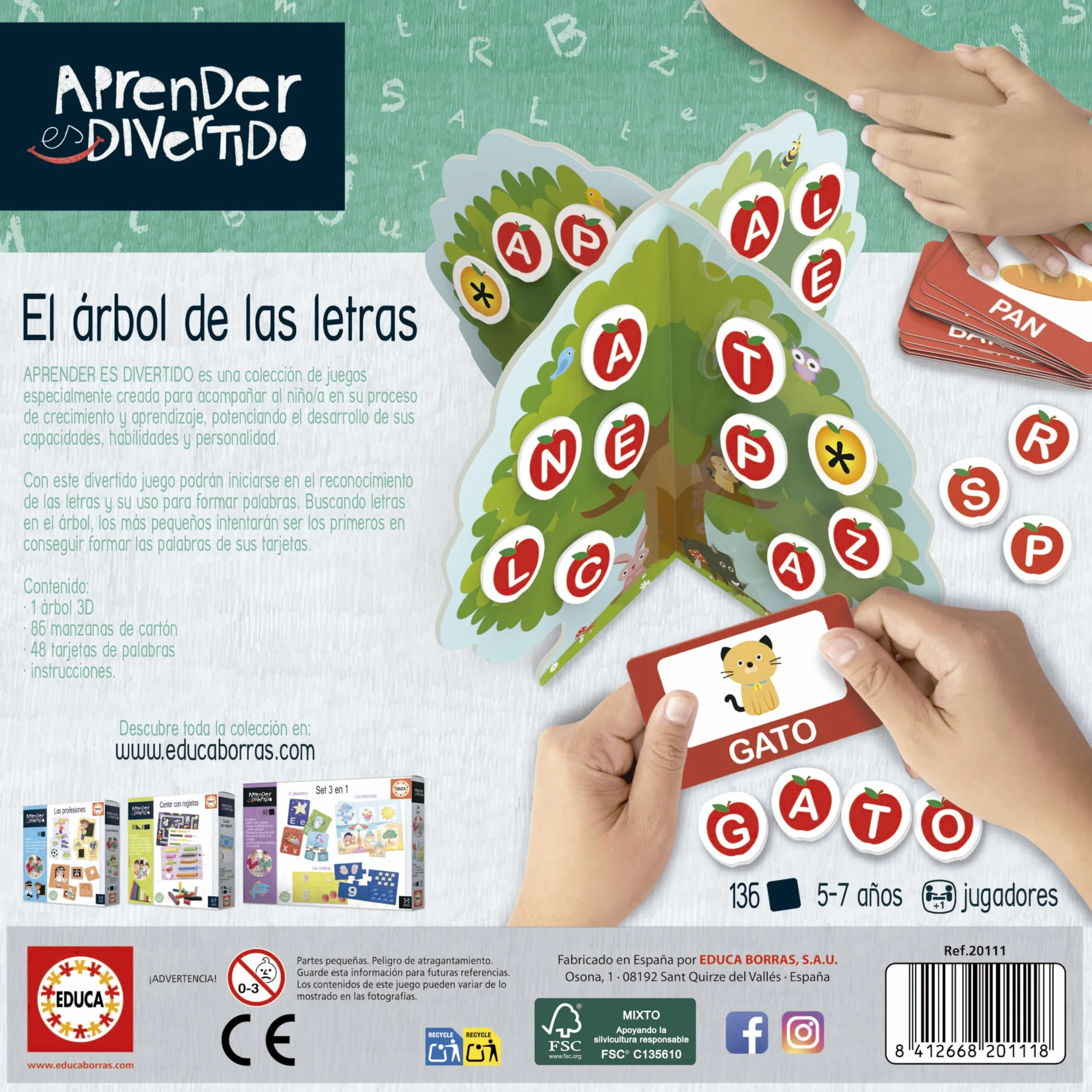 Educa El árbol de Las Letras Juego de Mesa Niños Creación de Palabras y Ortografía Educativo a Partir de 5 6 7 años