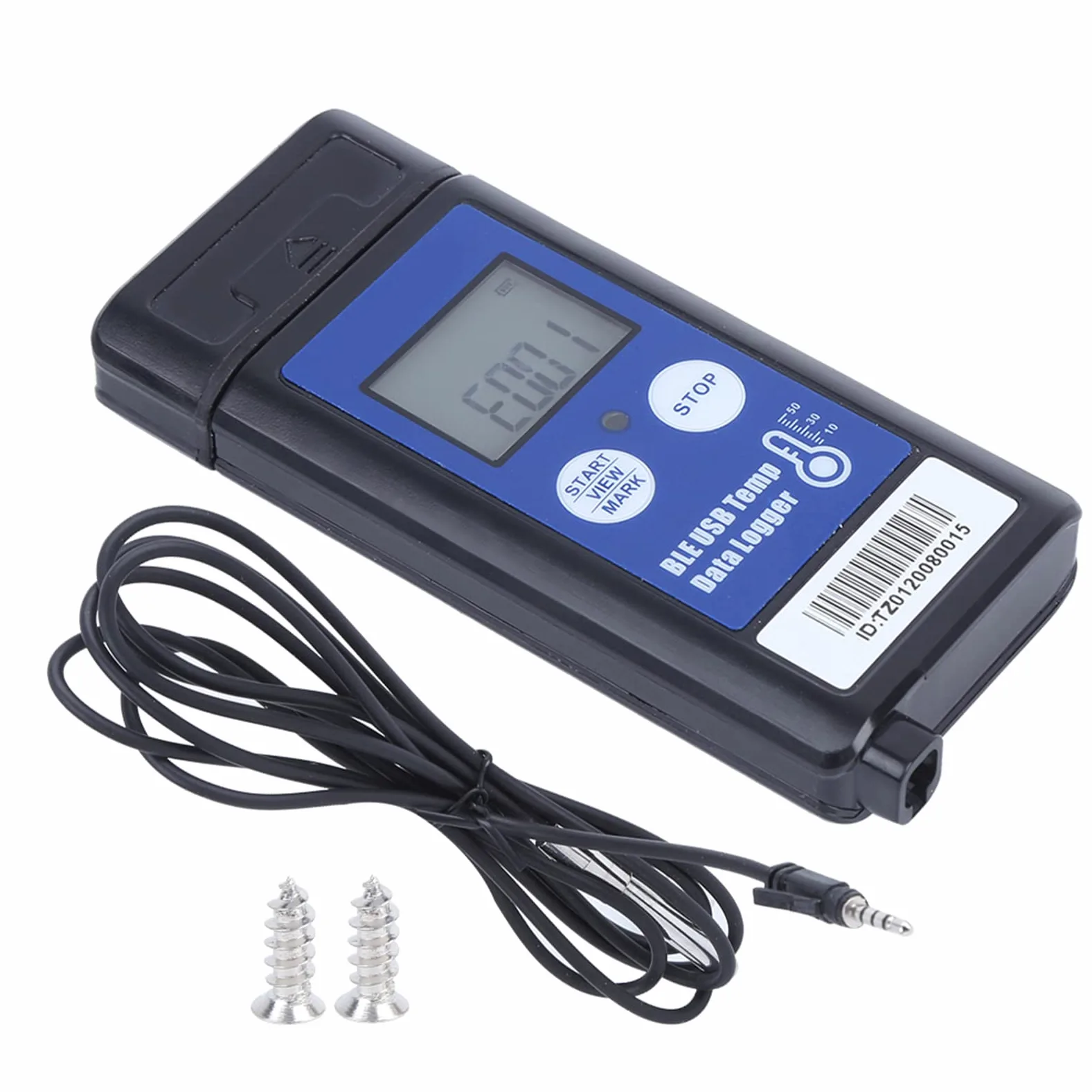 Registrador y registrador de datos de temperatura USB compatible con Bluetooth para transporte en cadena de frío - Monitor portátil con sensor termistor externo - Rango -60 a 120