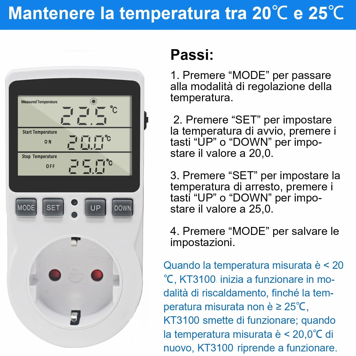 KETOTEK Enchufe Termostato Digital Sonda 220V Control Temperatura Calefacción Enfriamiento Incubadora Invernadero
