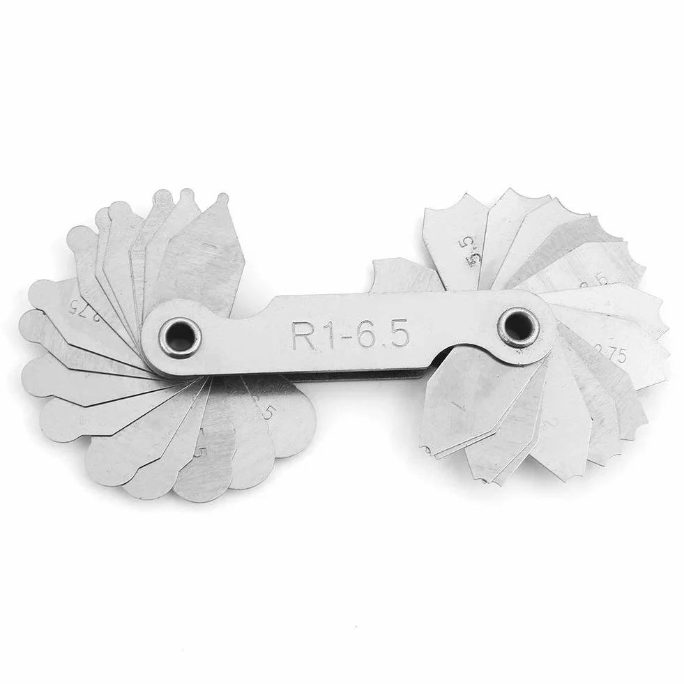Medidor de filete de acero inoxidable R0.3-1.5 R1-6.5 R7-14.5 R15-25 4 Piezas