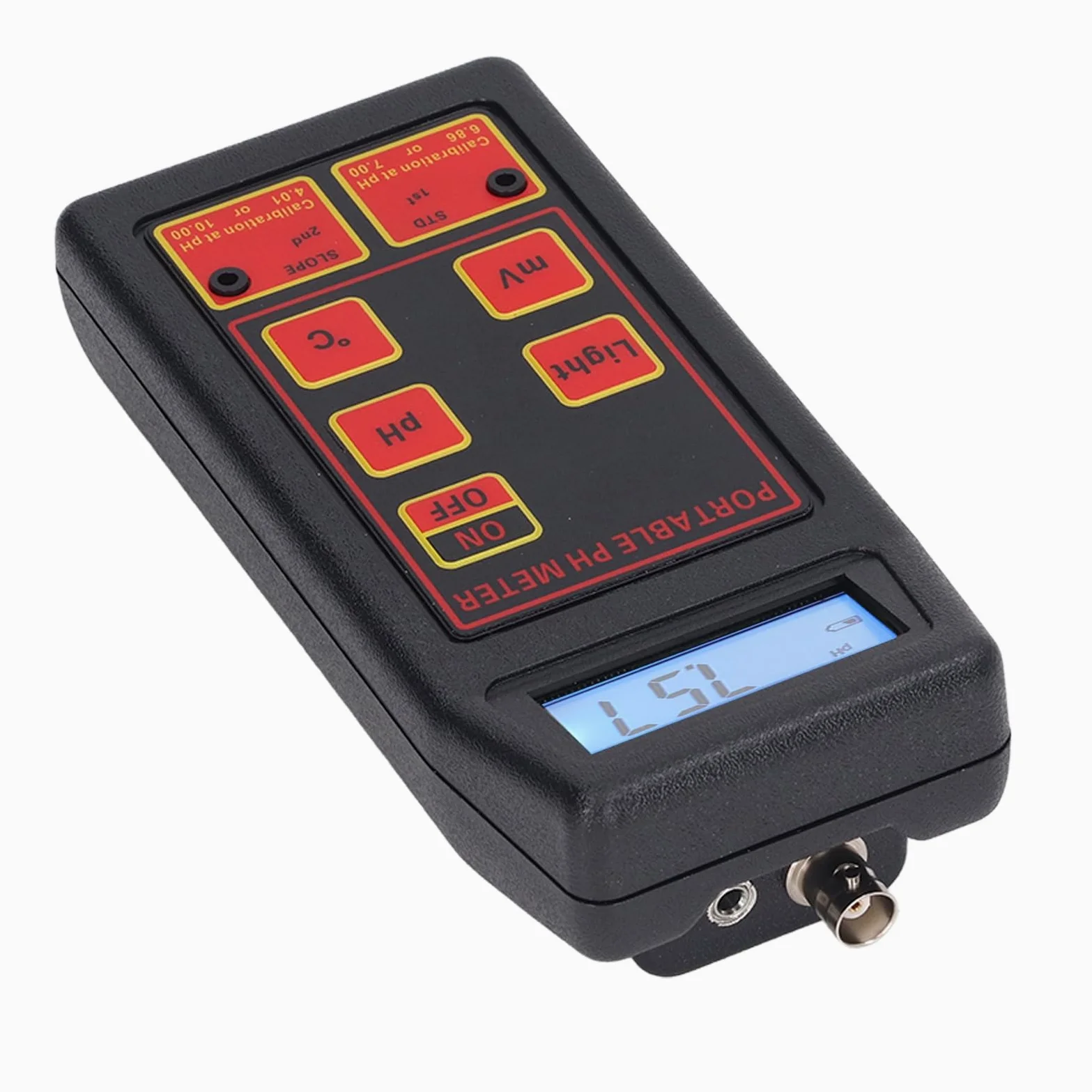 Yctze Probador de Calidad de 4 Dígitos con Pantalla Grande para Medición PH y Temperatura: Solución Prueba Precisa, Portátil y Versátil (Electrodo de PH ORP)