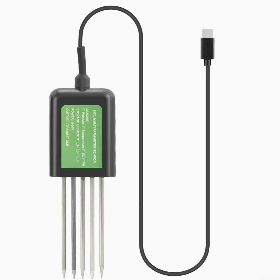 Para el probador de suelo inteligente Sensor USB 7 en 1 para sistemas Android Comprobación de pH Temperatura Humedad Nutrientes Npk con sellado de resina epoxi impermeable Ip68