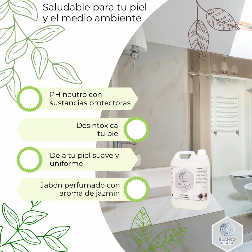 Blancoplata Jabón Líquido Manos y Cuerpo Aroma Jazmín pH Neutro 5L