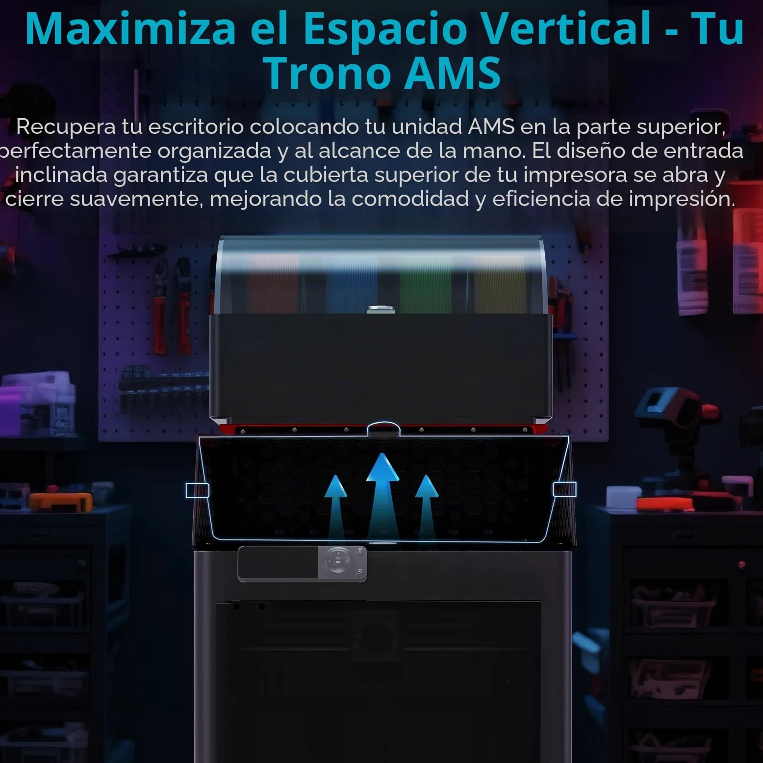 BIQU Panda Perch Dual AMS Soporte para impresora 3D Bambu-Lab P1P/P1S/X1C/X1E, herramienta de almacenamiento AMS con iluminación LED, soporte de aluminio ligero