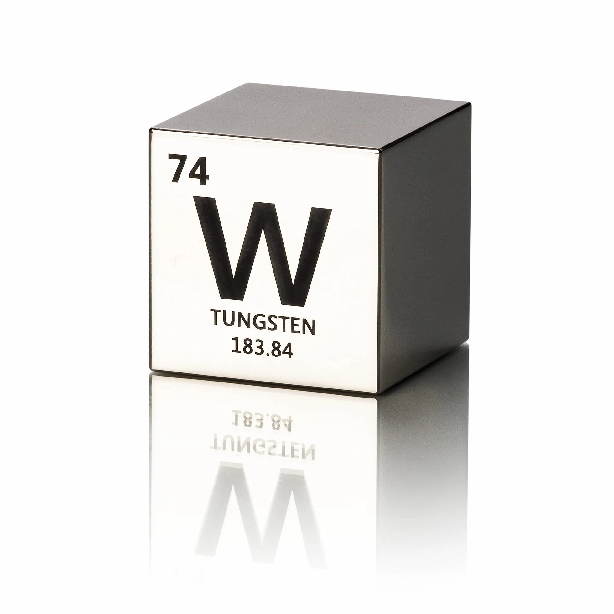 Fantástico cubo de tungsteno de 38,1mm (1.5´). Grabado láser. Parte del set de 5 metales: W-Cu-Ti-Al-Mg