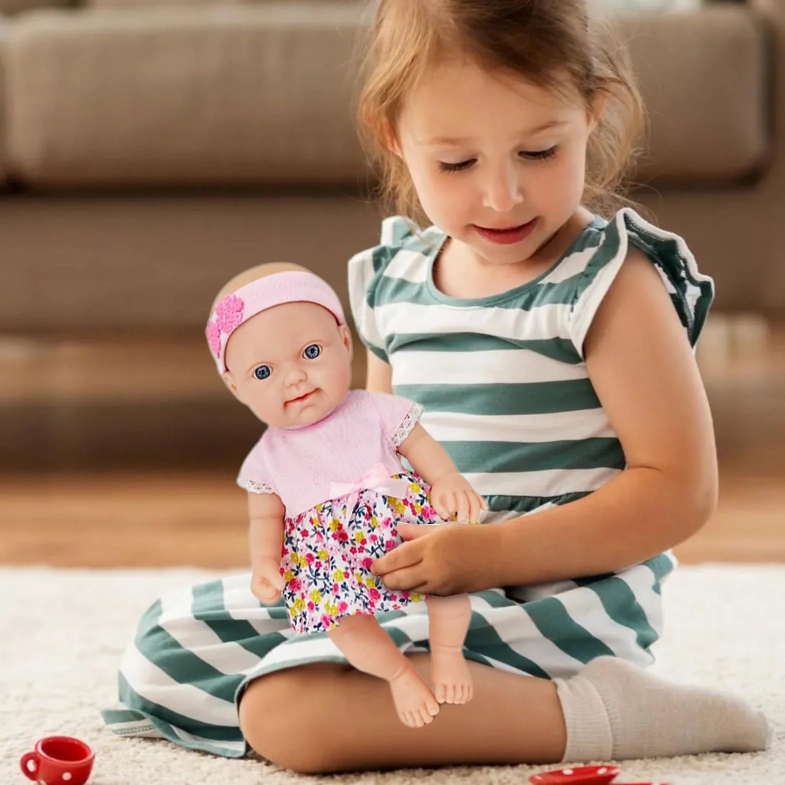 Conjunto De Cochecito De Muñeca Para Niños, Accesorios De Juego De Simulación Realista, 10 Pulgadas