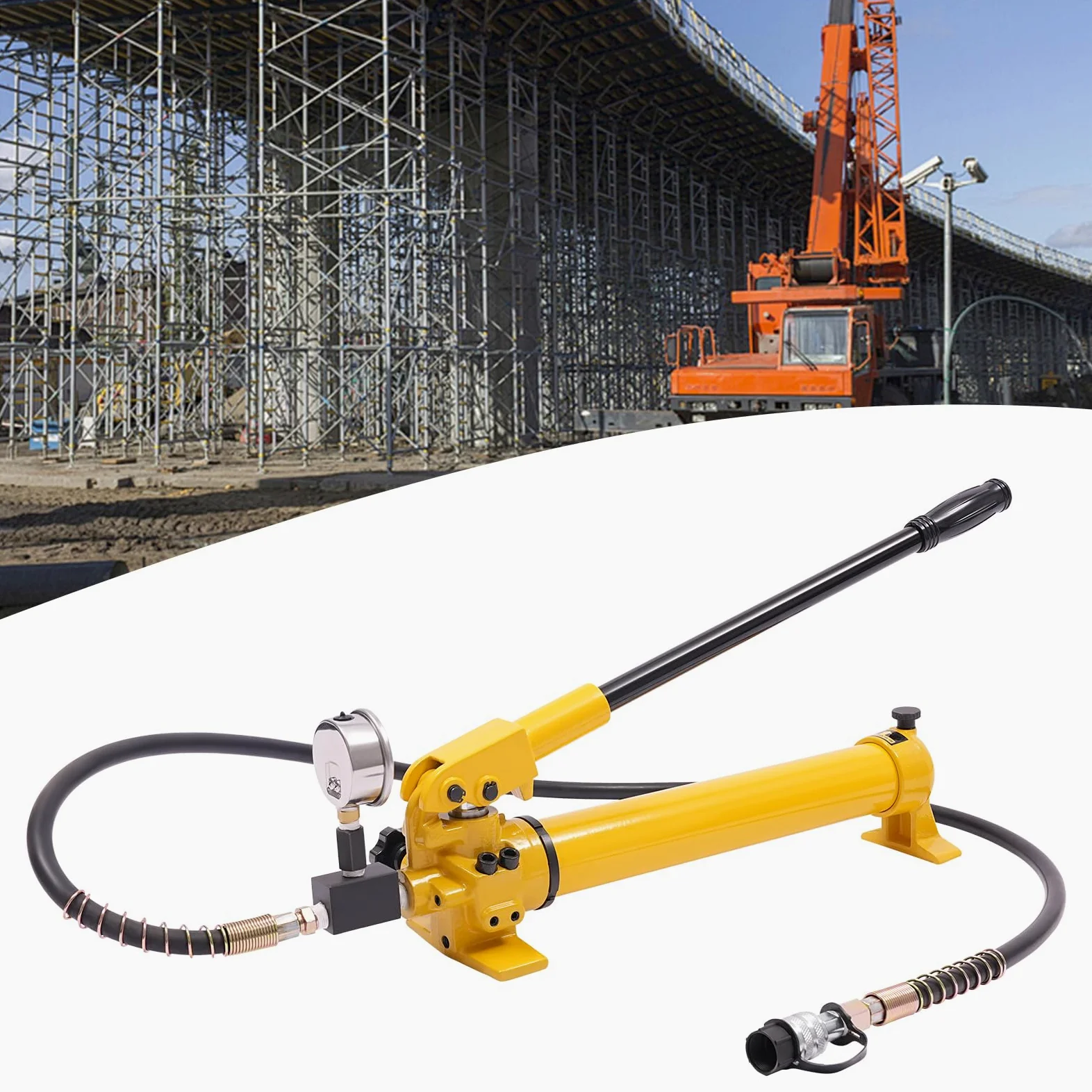CP-700 Bomba hidráulica manual con manómetro Bomba de mano Acoplamiento de manguera para herramientas hidráulicas Bomba de mano hidráulica para conjunto direccional Esparcidor Cilindro de presión