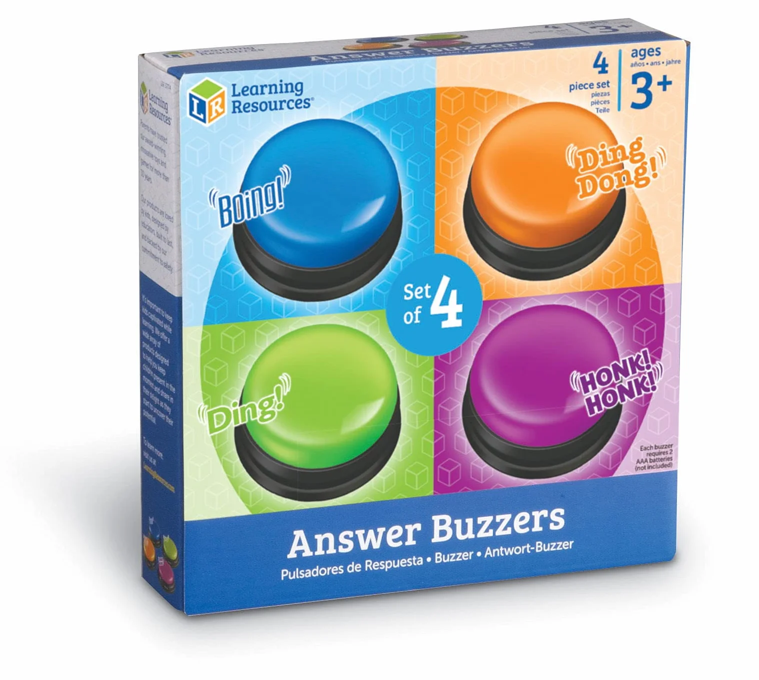 Learning Resources Botones de Respuesta Juego Educativo con Sonidos para Niños 3+ Set de 4 Zumbadores Interactivos