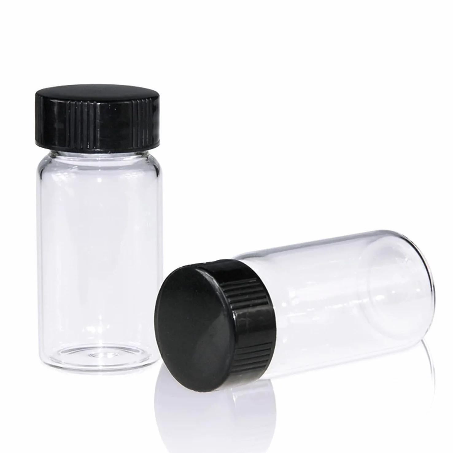 100 piezas Frascos Muestra Vidrio 30 ml Vials Borosilicato Transparentes con Tapas Negras - Estancos(Brown,20mL)