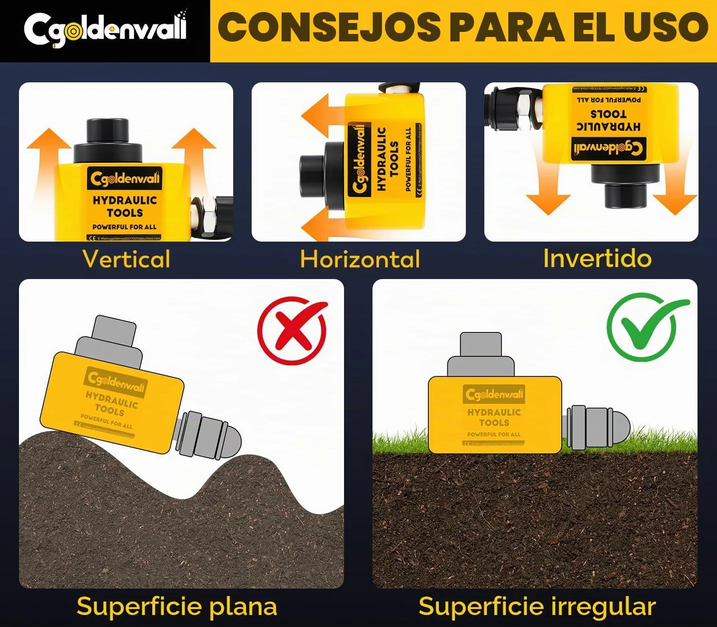 CGOLDENWALL Gato Hidráulico 10T con Bomba CP-180, 26mm Carrera, 51mm Altura Propia, Área Efectiva 11.3cm², para Maquinaria de Construcción (DFPY-10T+CP-180)