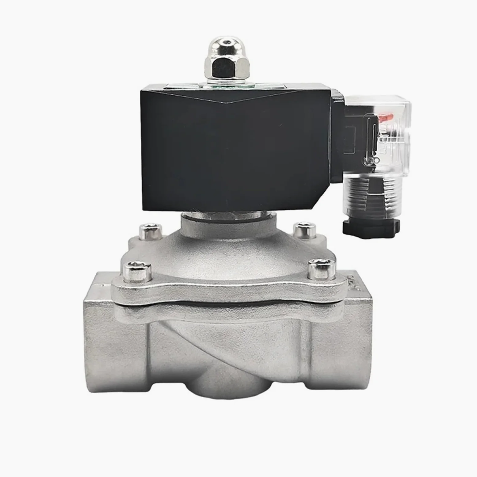 Válvula solenoide de acero inoxidable normalmente cerrada 3/8", 1/2", 1-1/2" y 2", IP65, válvula control tubería, agua 220 V, 110, 24 12 Adecuado para baños y aseos(3/8",NPT)