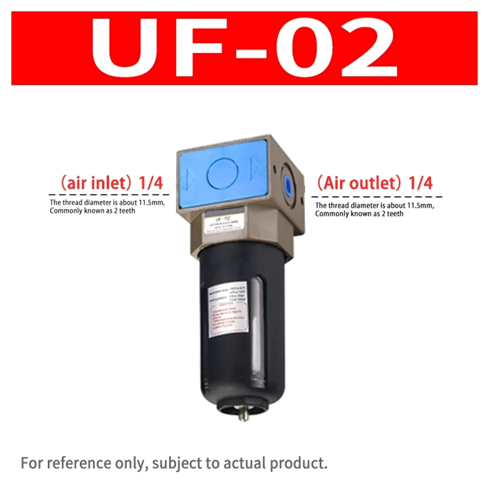 Válvula Reductora neumática UR/UF/UL/UFR/UFRL Tratamiento de Aire Separador de Agua y Aceite Filtro de Aire Regulador de presión UFR-02 UF-03(UF-02)