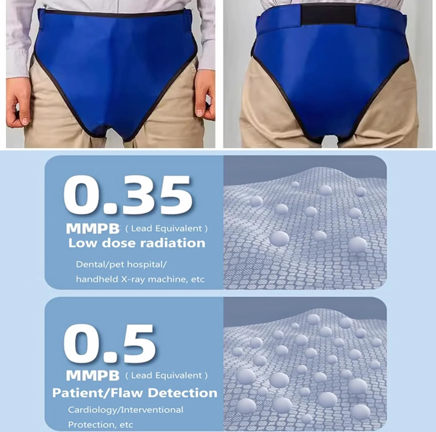 Pantalones Triangulares de Plomo y Traje de protección radiológica con blindaje de Plomo.(0.5 mmpb)