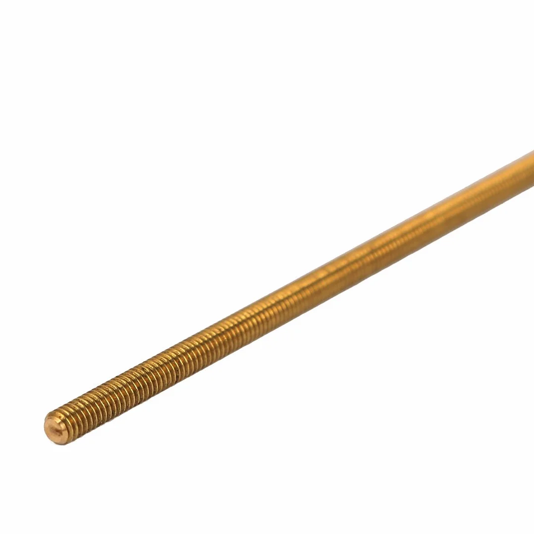 sourcing map M2.5 x 250mm Macho de Rosca 0.45mm paso Barra de Latón Espárrago Perno 2uds