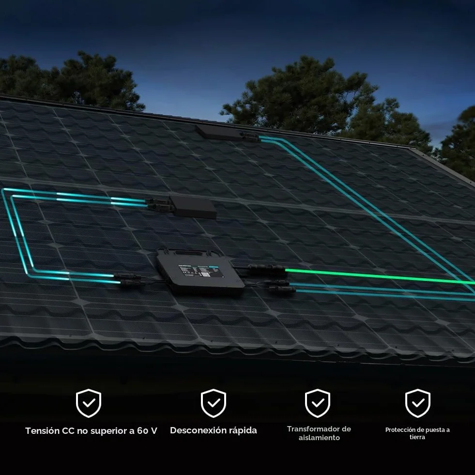 Marstek Saturn Microinversor 800 W – 230 V CA, 2 MPPT, Entrada CC 16–60 V, Inversor Solar para Sistema fotovoltaico de balcón, IP67, Control por App, Plug & Play, para módulos solares
