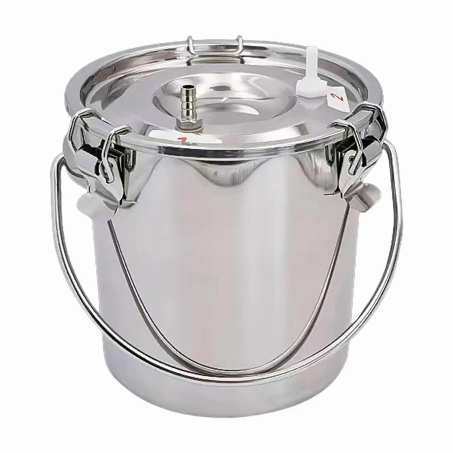 Juego de 2 cubos de ordeñadora para ordeñadora, para vaca, oveja, caballo, 3 L, plateado