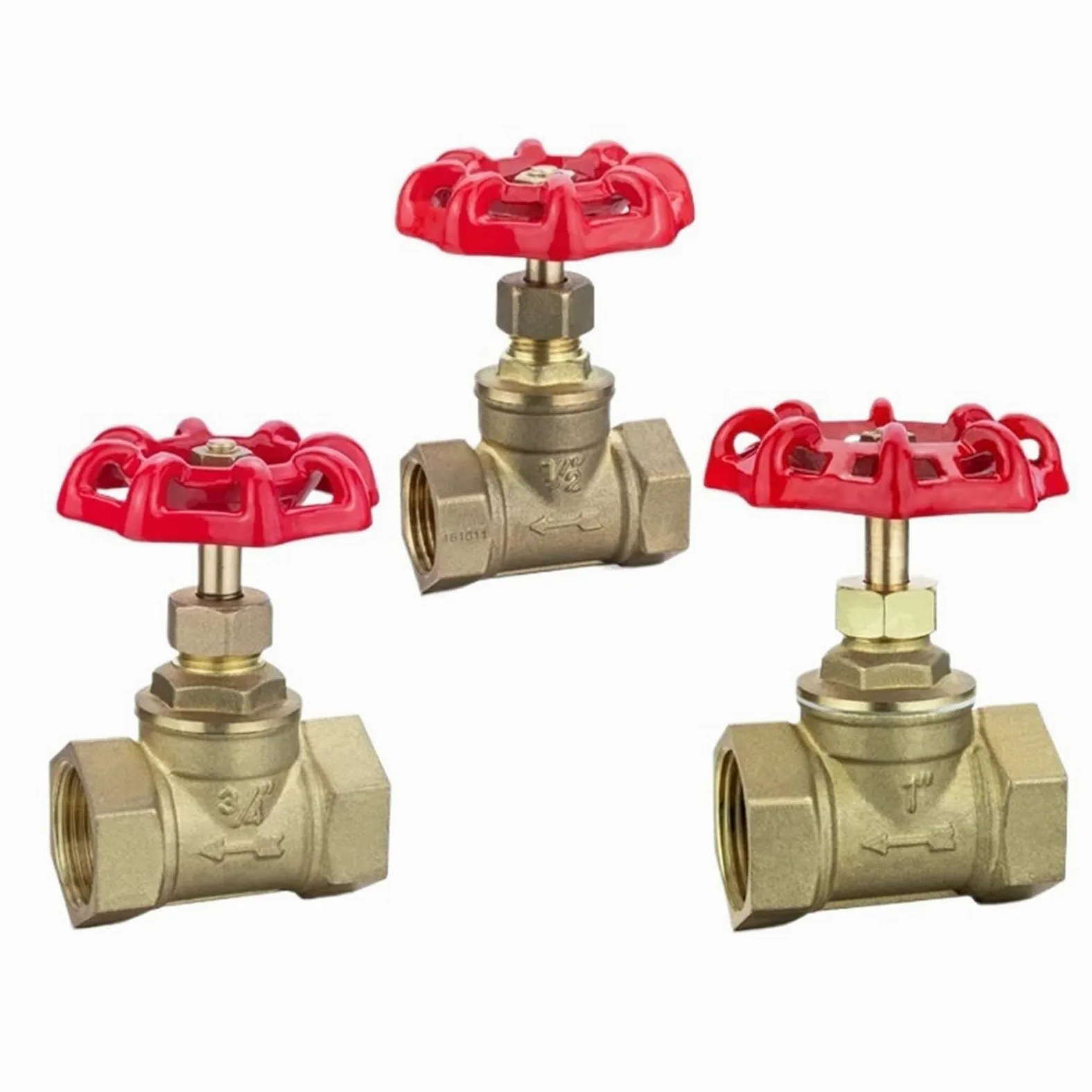 Válvula de compuerta latón Dos vías 1/2", 3/4", 1", 1 1/4", 2" con Interruptor válvula Agua, Rosca Interna, manija Tipo Flor Ciruelo(DN25)