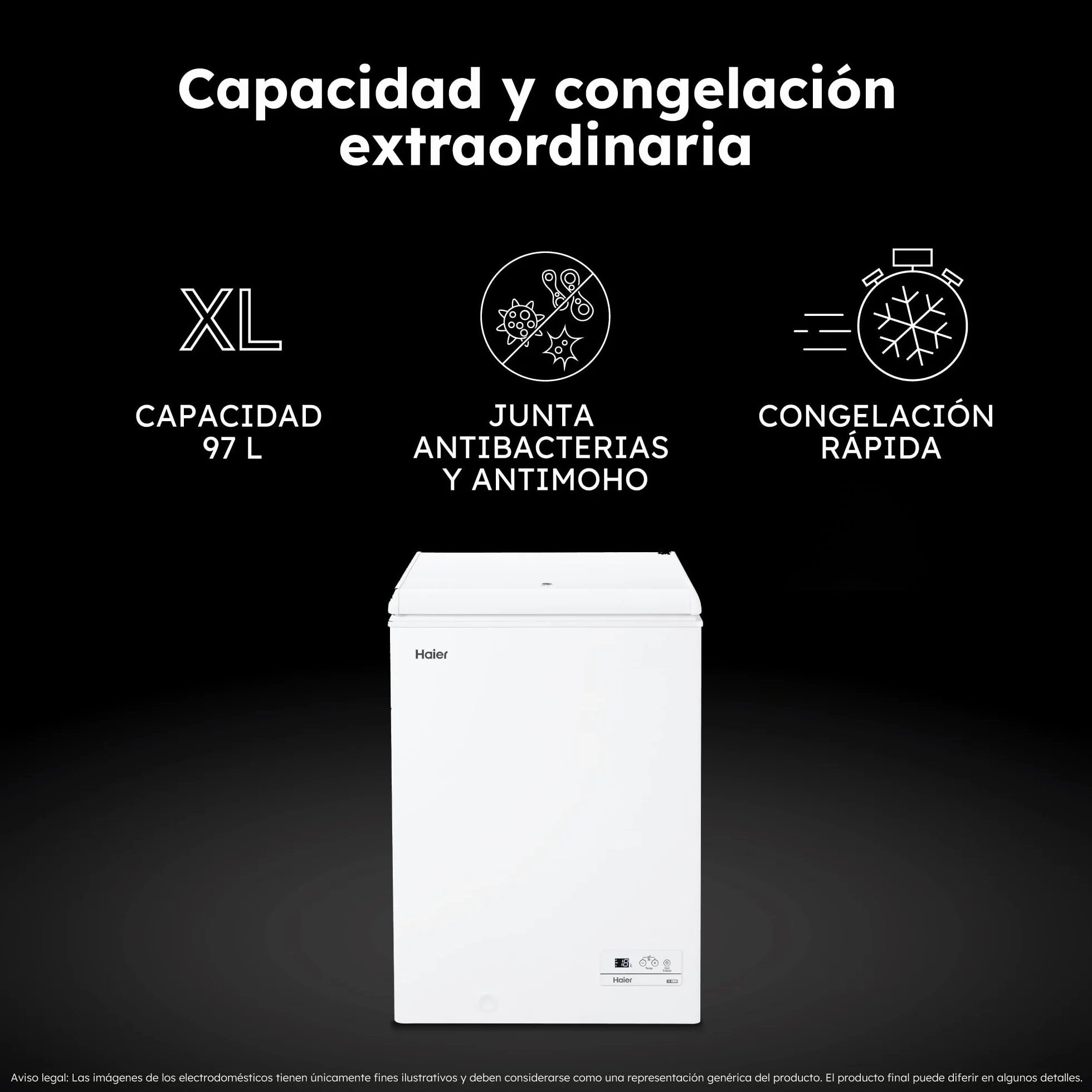 Haier HCE100E Congelador Horizontal 97 L Fast Freeze Display Digital Blanco