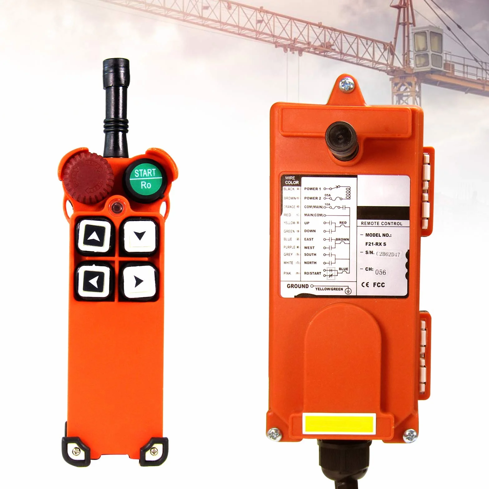 MXBAOHENG Mando para Grua Mando Puente Grua F21-4S 220V Mando para Polipasto Mando Grua 1*Receptor 1* Transmisor