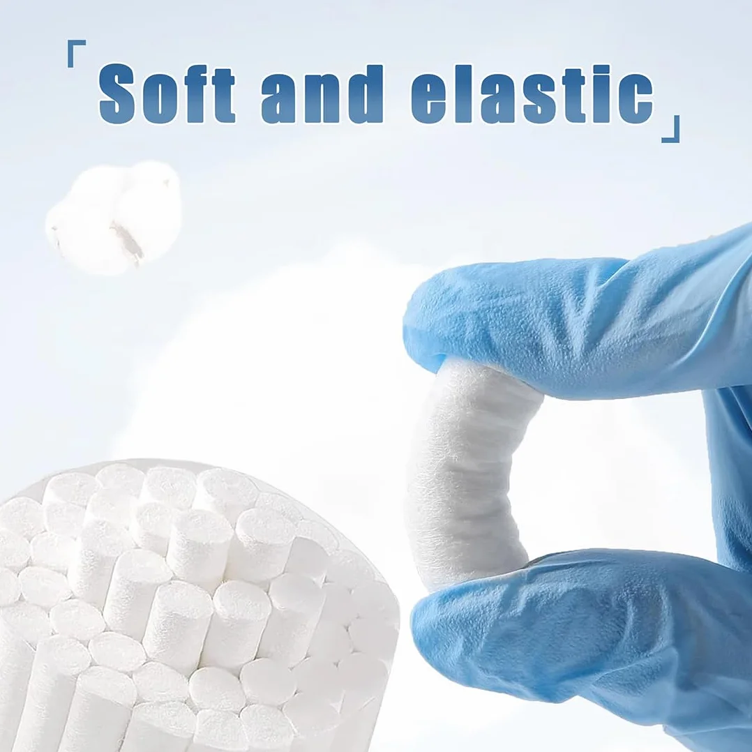 250pcs Rollos de Algodón Dental Rollos de Gasa Dental Almohadillas de Algodón Bola de Enrollada Tapones Nasales para Sangrar La Nariz Los Dientes Y La Boca