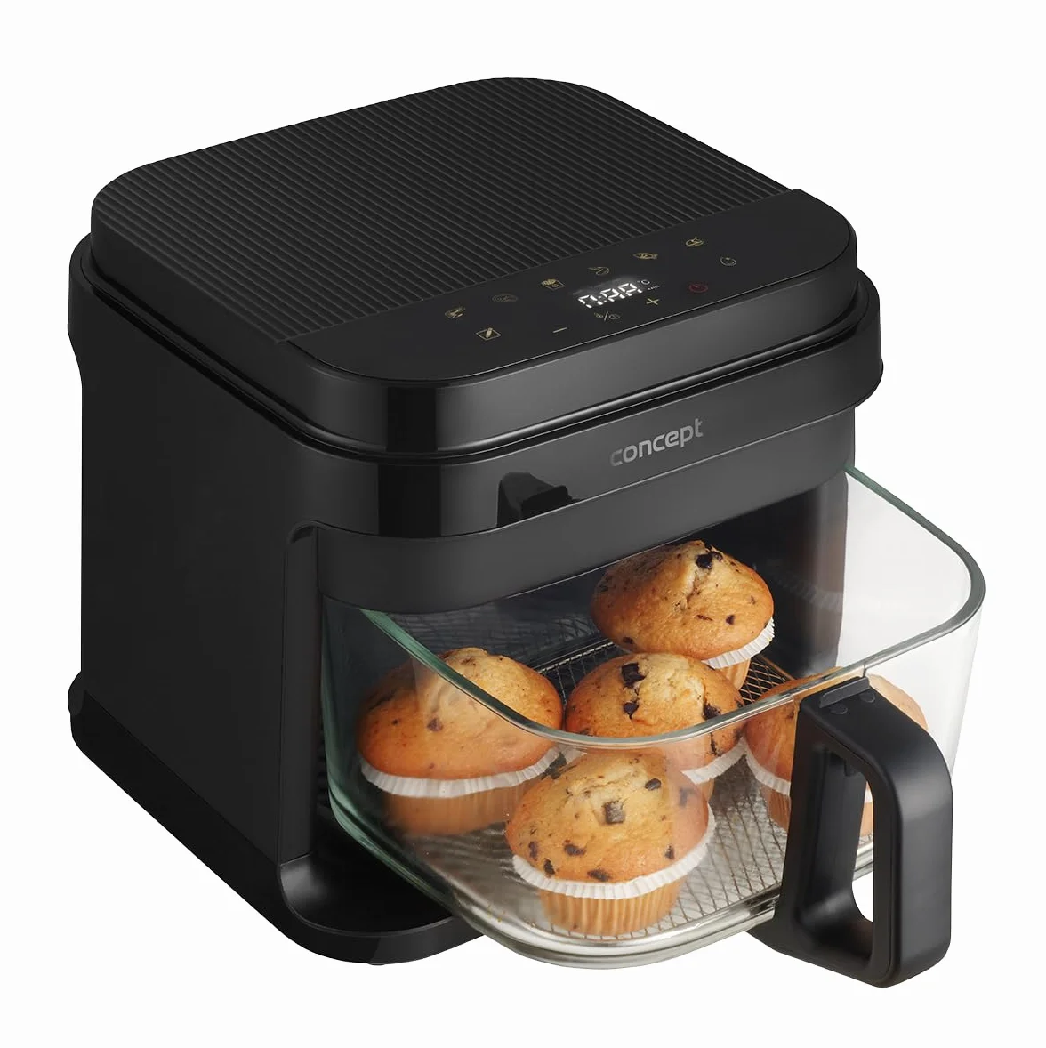 Freidora de aire caliente GLASS & FAST FR5500, 5,5 L, color negro