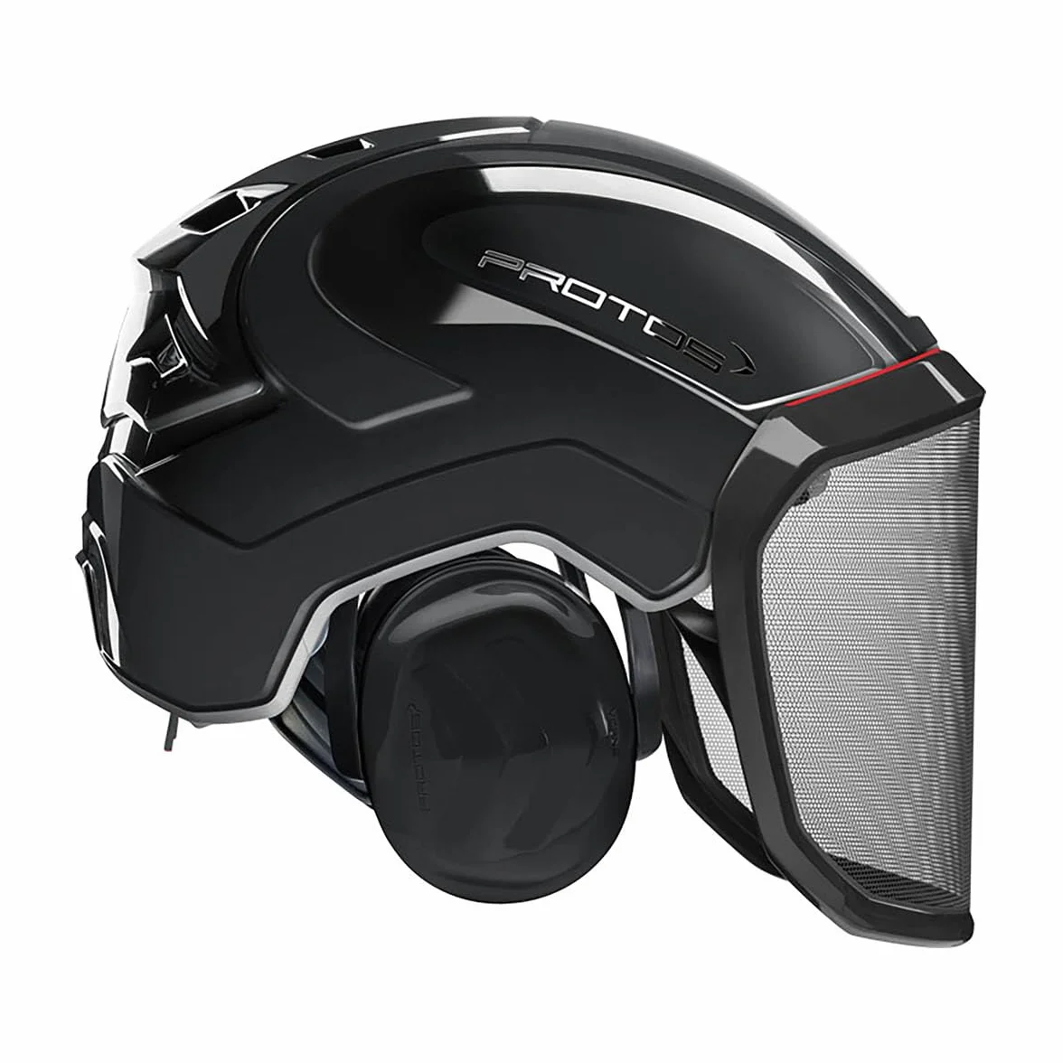 PROTOS® Casco de seguridad Integral Forest protección auditiva, color: negro, equipamiento: visera fina