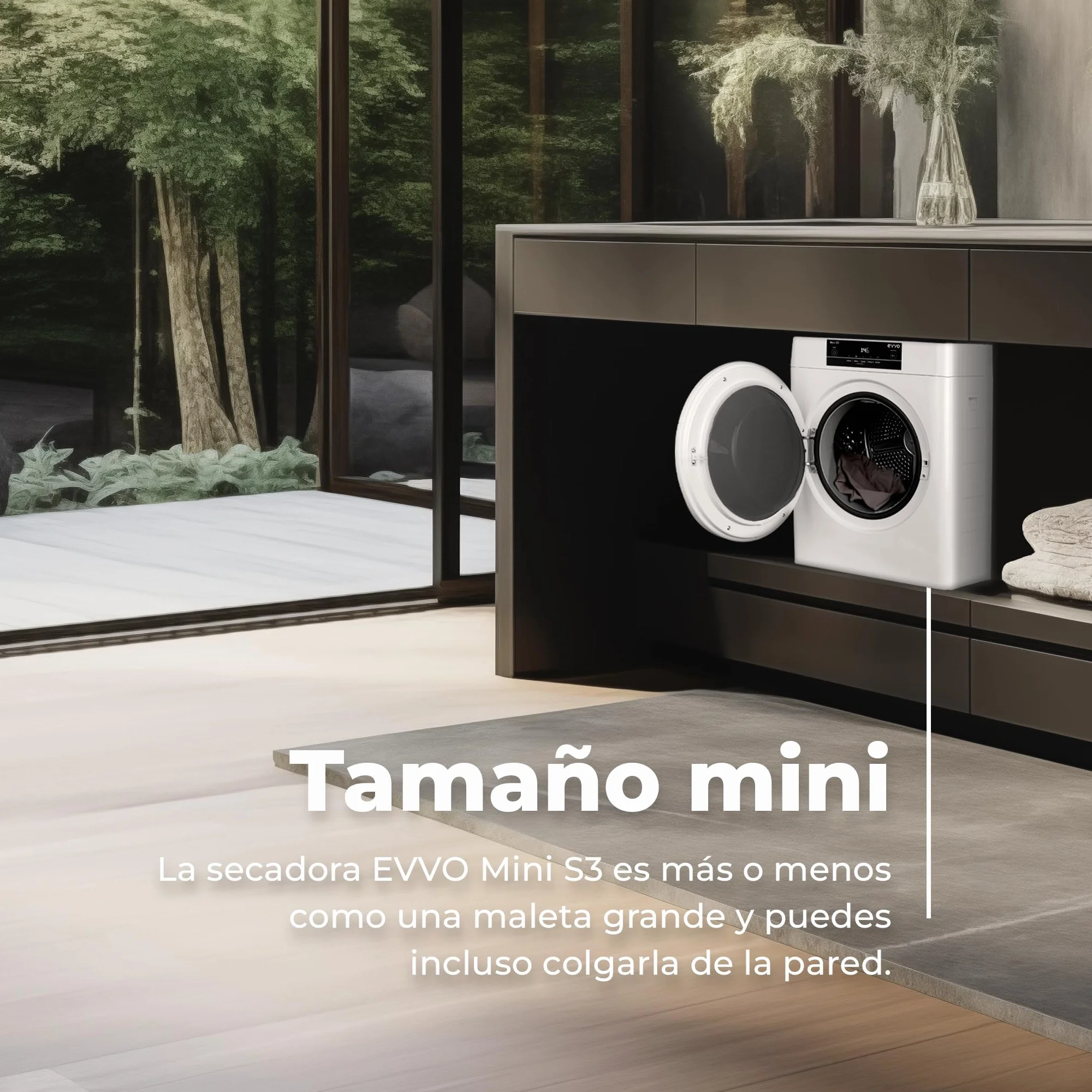 EVVO Secadora De Ropa Mini S3 3kg Portátil Airfresh Sensor Humedad Sin Instalación Blanco