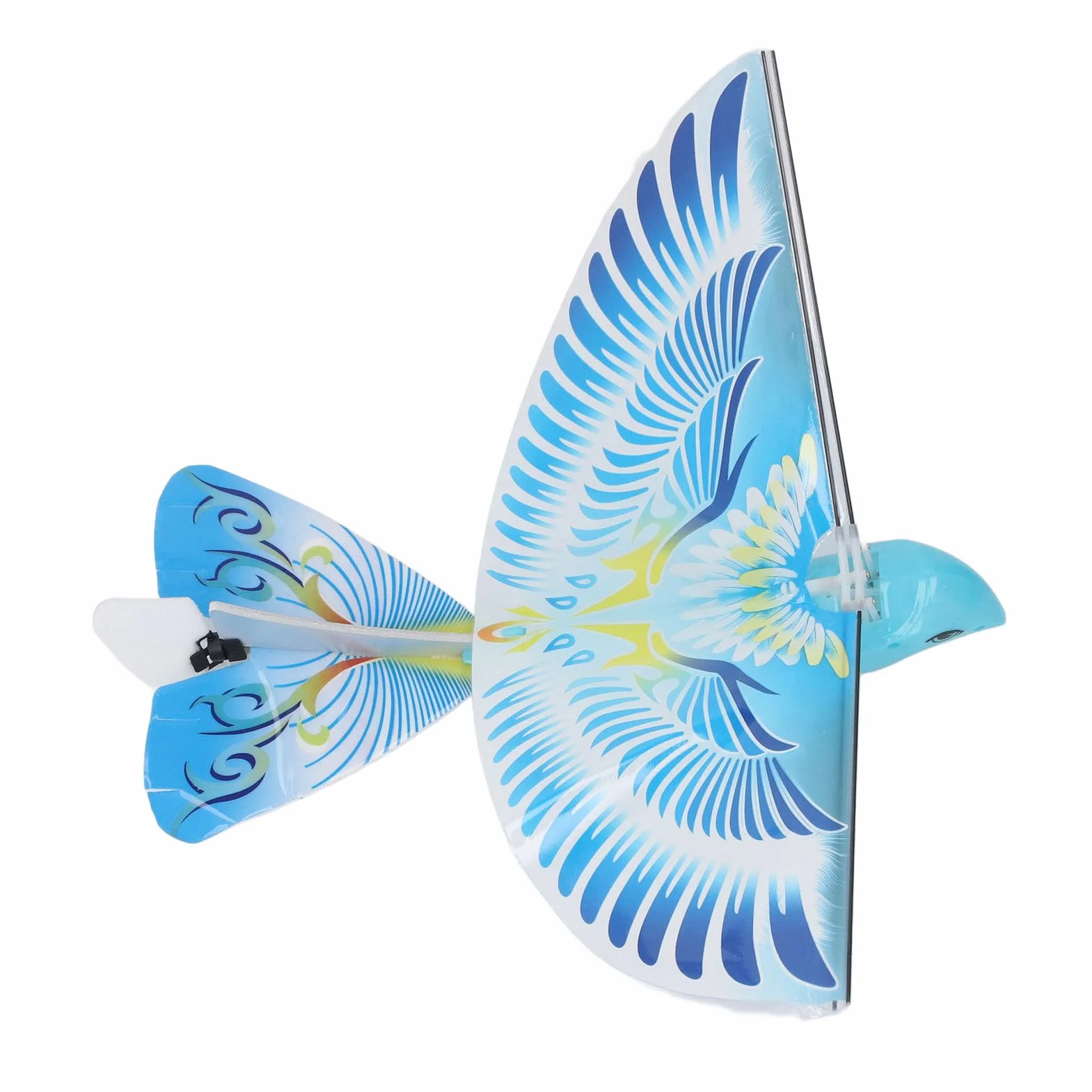 Juguete volador de pájaros teledirigido RC, 2,4 GHz, carga USB, alas batientes biónicas LED, azul