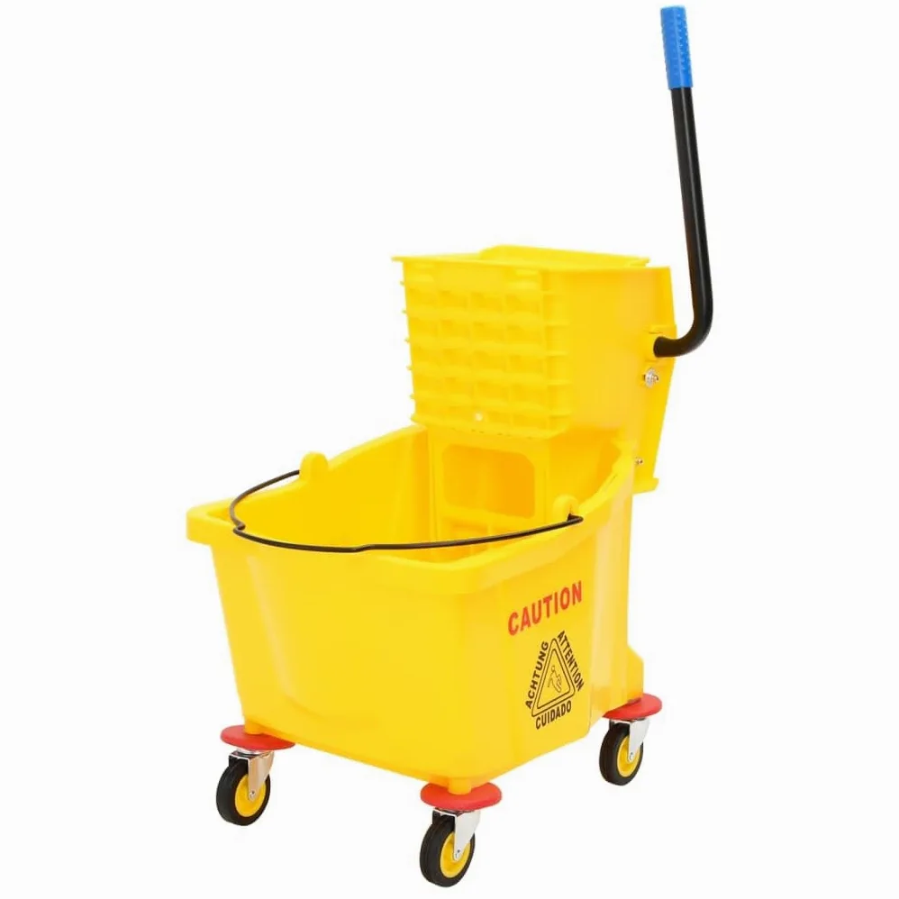 Cubo de fregona con escurridor y ruedas (36 L, PP, 36 L), color amarillo