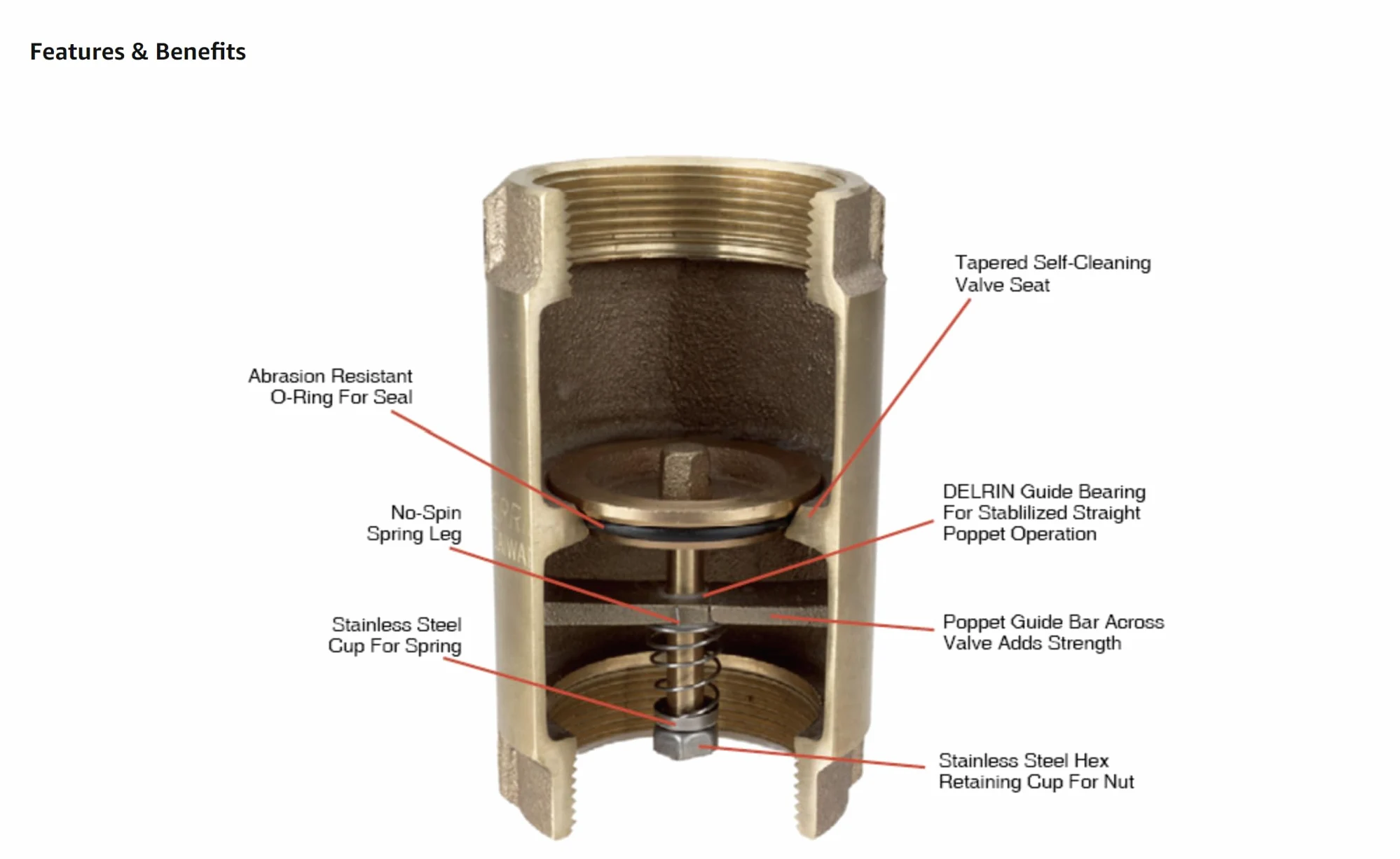 Merrill MFG CVNL100 - Válvula de retención de latón sin plomo de 1 pulgada, serie 700, 1 pulgada