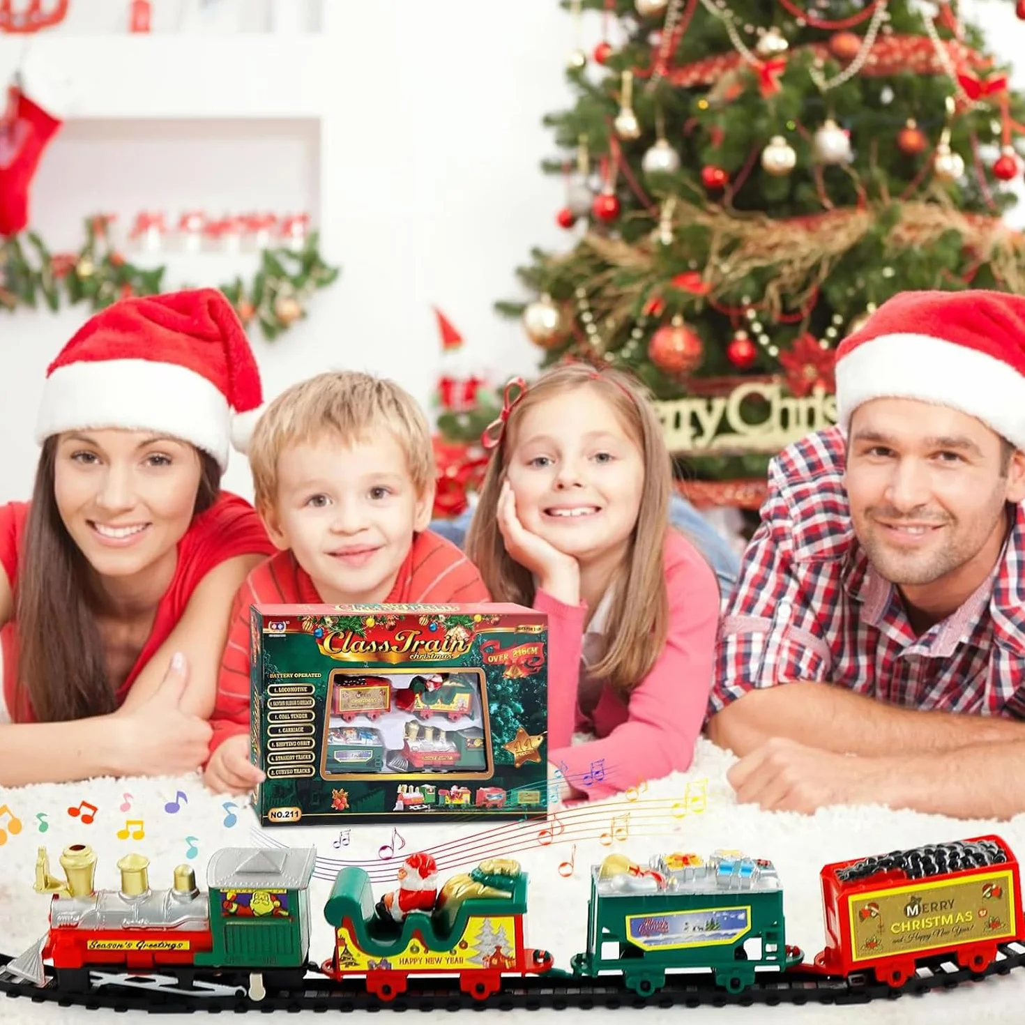 Tren de Navidad para Niños - Juego Completo de 11 Piezas con Vías y Accesorios - Decoración Clásica para Árbol