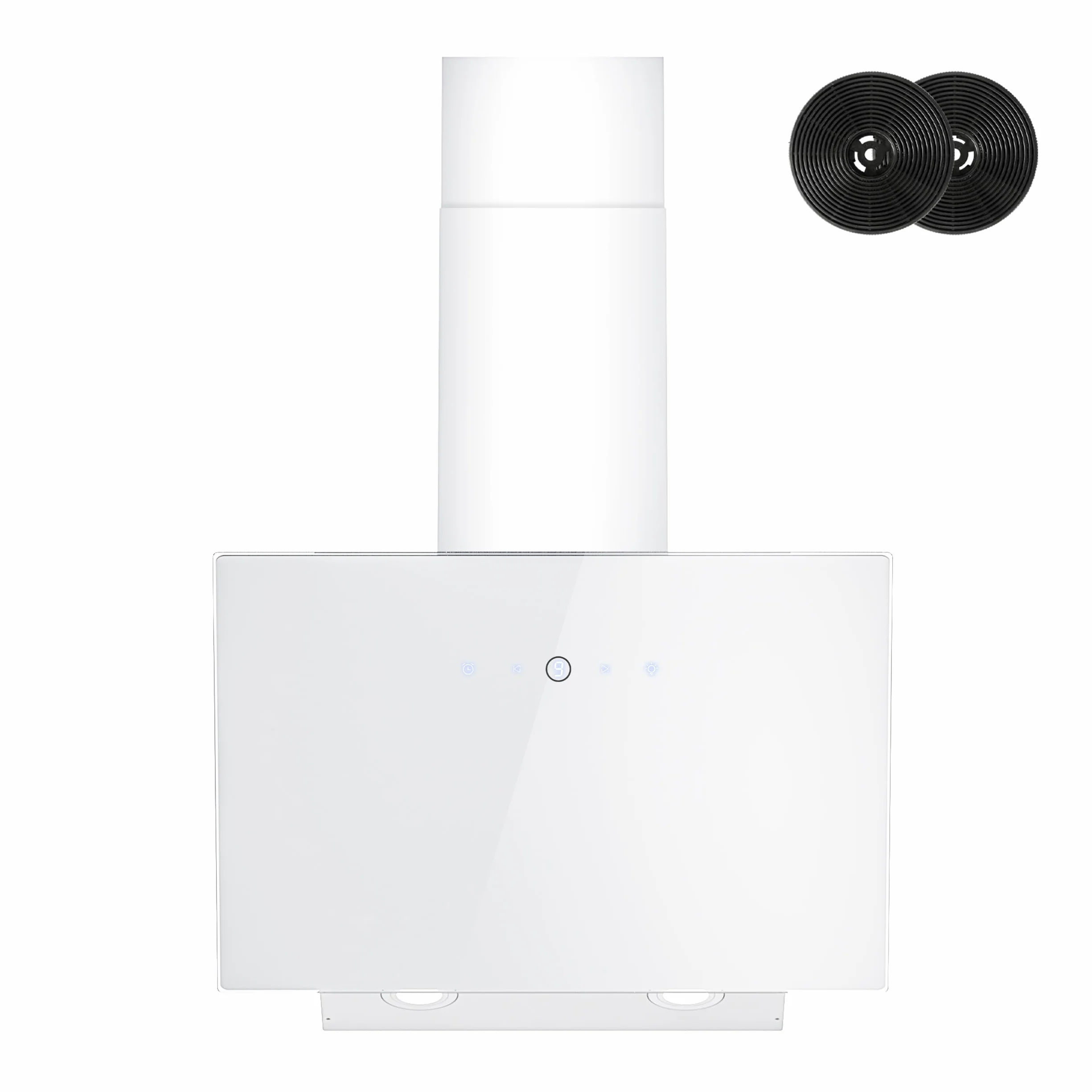 FIREGAS Campana extractora 60cm 578 m³/h Motor sin escobillas Digital touch 9 velocidades LED Recirculante Extracción Incluye filtro de carbón Cristal Blanco