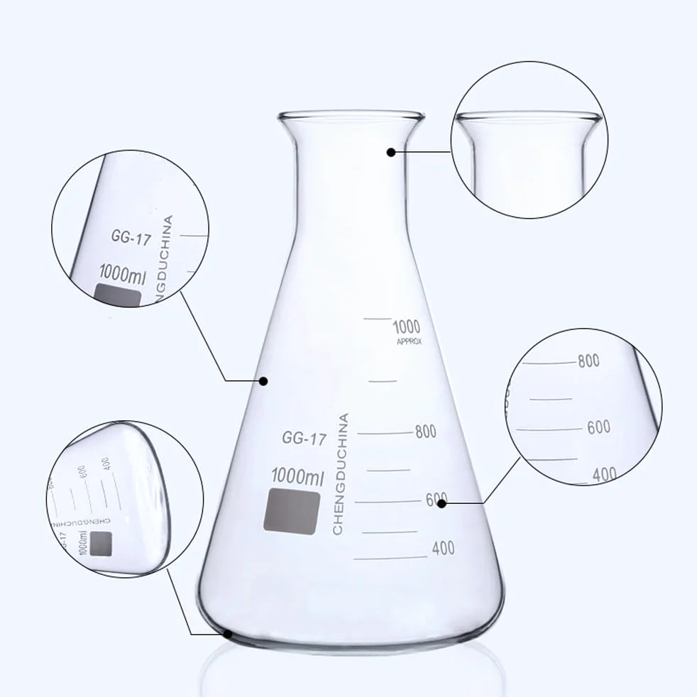 Campana de vidrio graduada GG-17, 50 100 250 500 1000ml, botella de boca ancha, cristalería de laboratorio, experiencia química(2000ml 2PCS)
