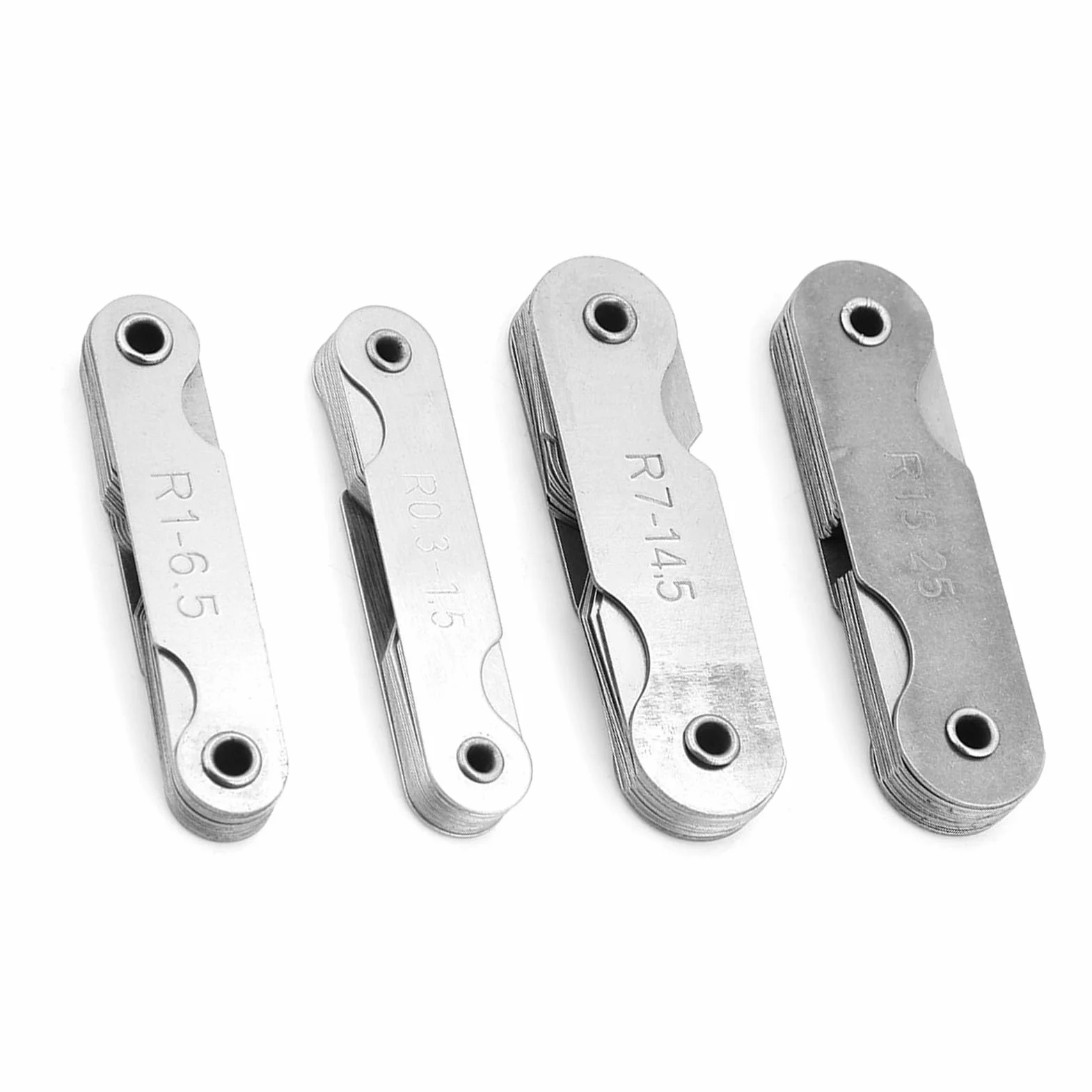 Juego de Calibres Filete Acero Inoxidable 4 Piezas R0.3-R25 Herramienta Medición Convexa Cóncava