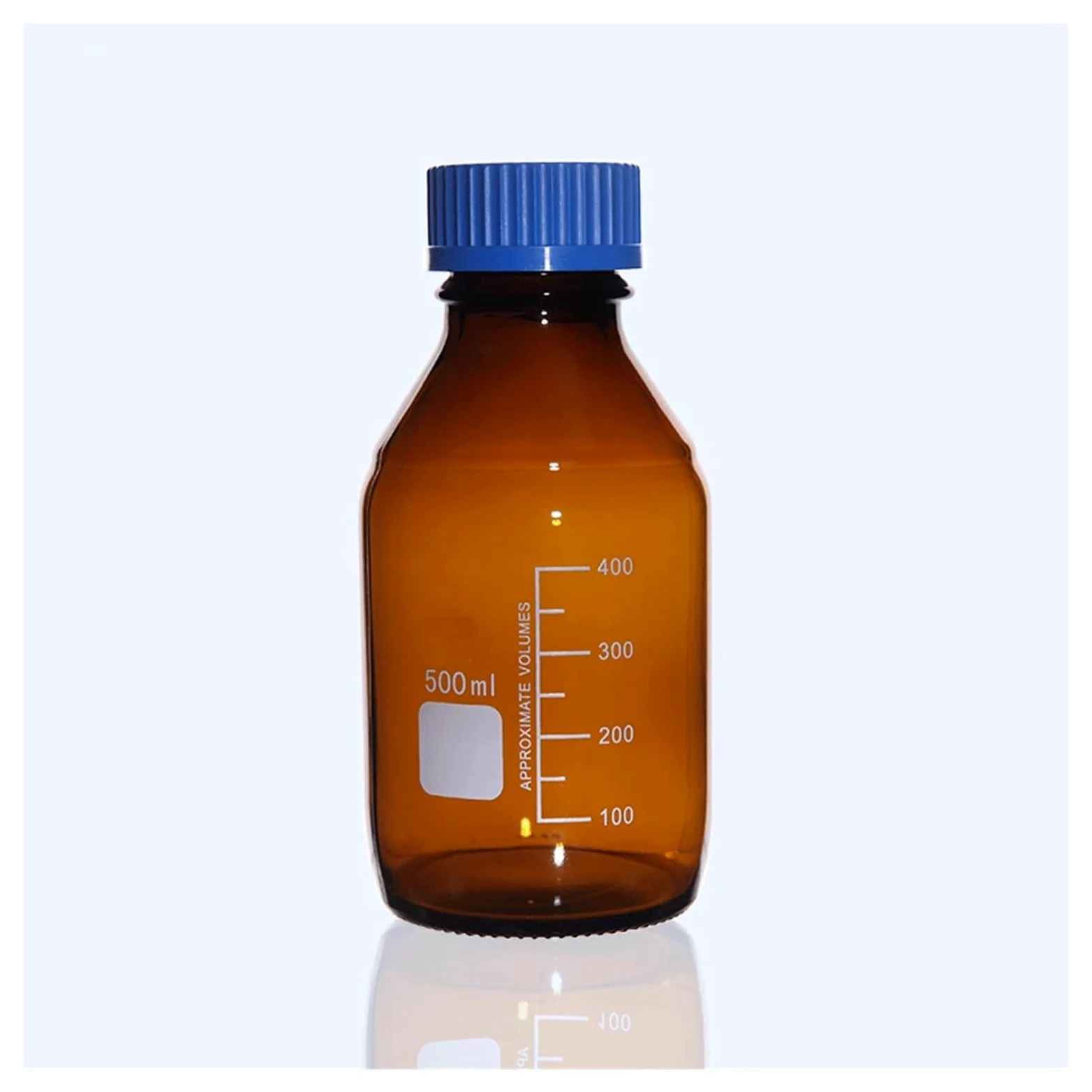 Frasco de vidrio para reactivos de laboratorio, Botella de reactivo de vidrio graduado con tapón de rosca azul, cristalería de laboratorio de 25-1000ml(1000ml Brown Glass)