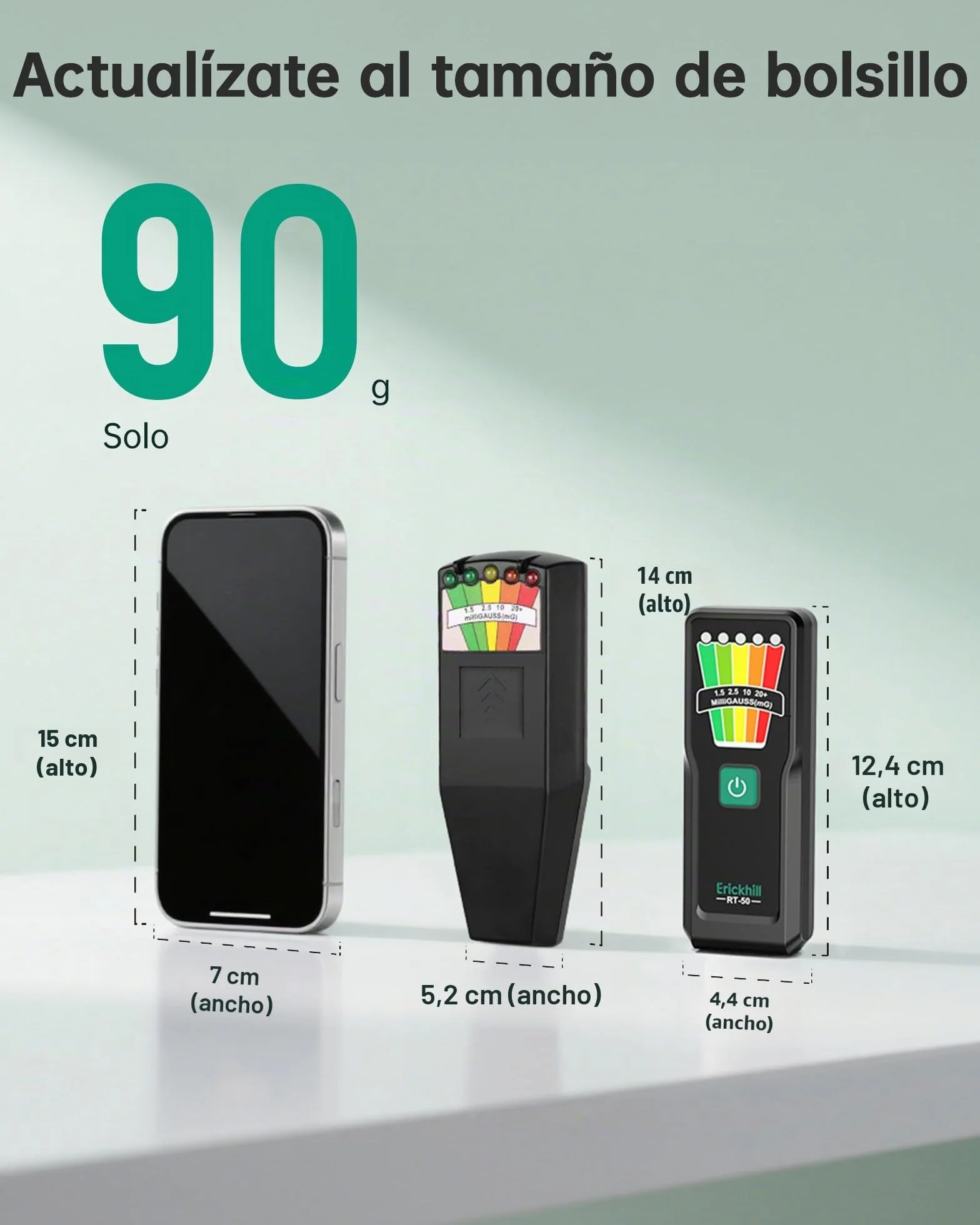 ERICKHILL EMF Medidor, Equipo de Caza de Fantasmas para Investigaciones Paranormales, Detecteur EMF Portátil 30Hz–20000Hz con 5 Niveles LED, Medidor de Radiación para Hogar, Oficina y Exteriores