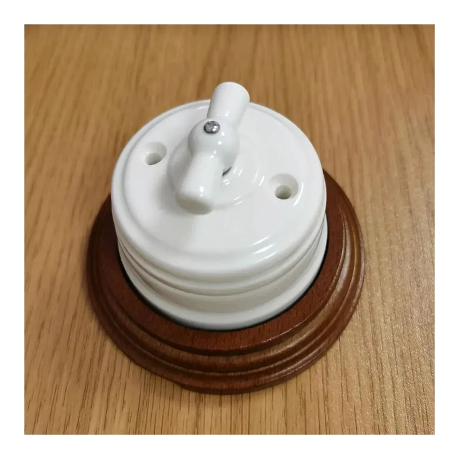 Interruptor de pared giratorio, interruptor de perilla, ideal for decoración del hogar, 110-220 V(Socket brown)