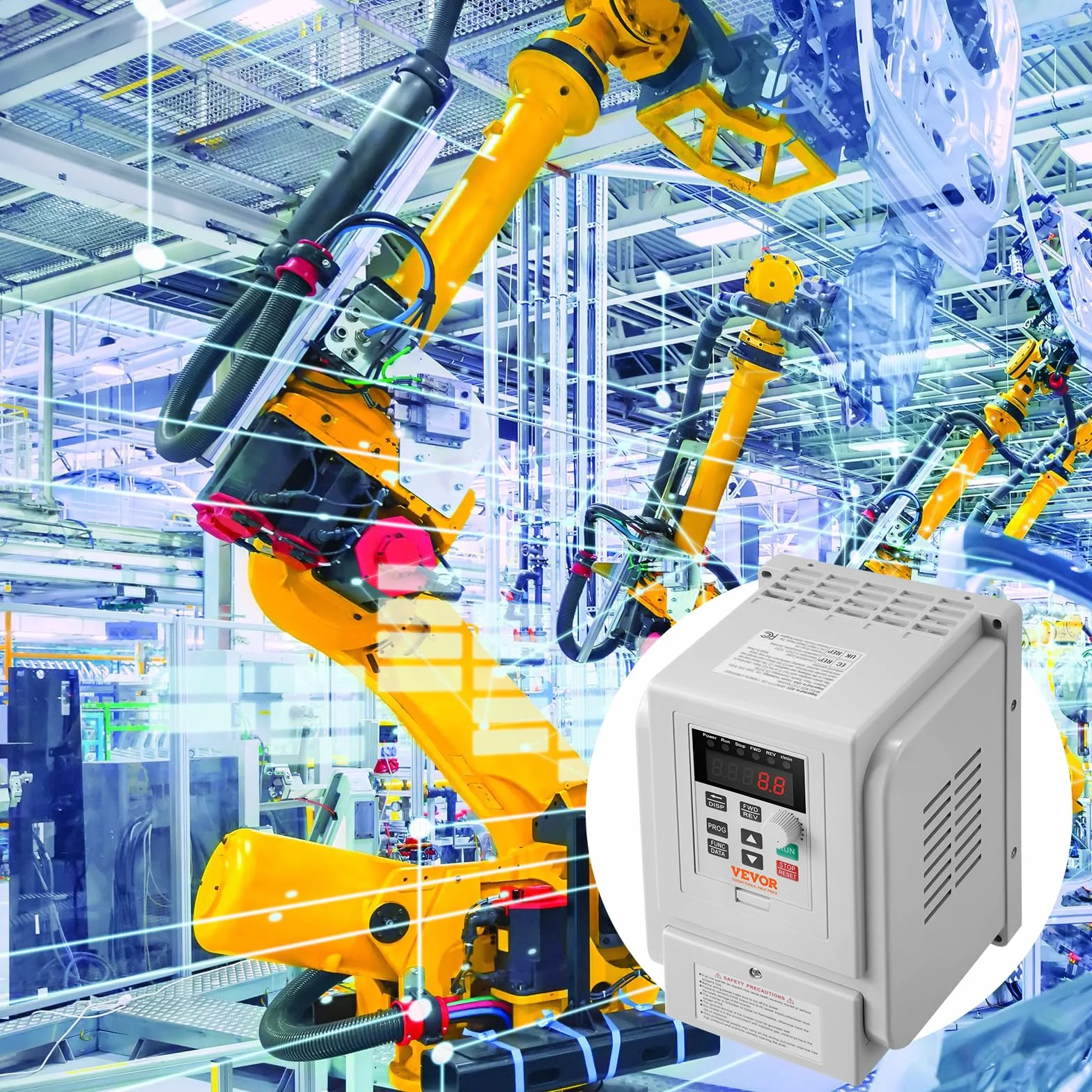 VEVOR Variador de Frecuencia Convertidor de Frecuencia de 4kW 5HP 18A 0-400Hz VFD con Entrada Monofásica Regulador de Salida Trifásico Control de Velocidad Enfriamiento Rápido para Motor de Maquinaria