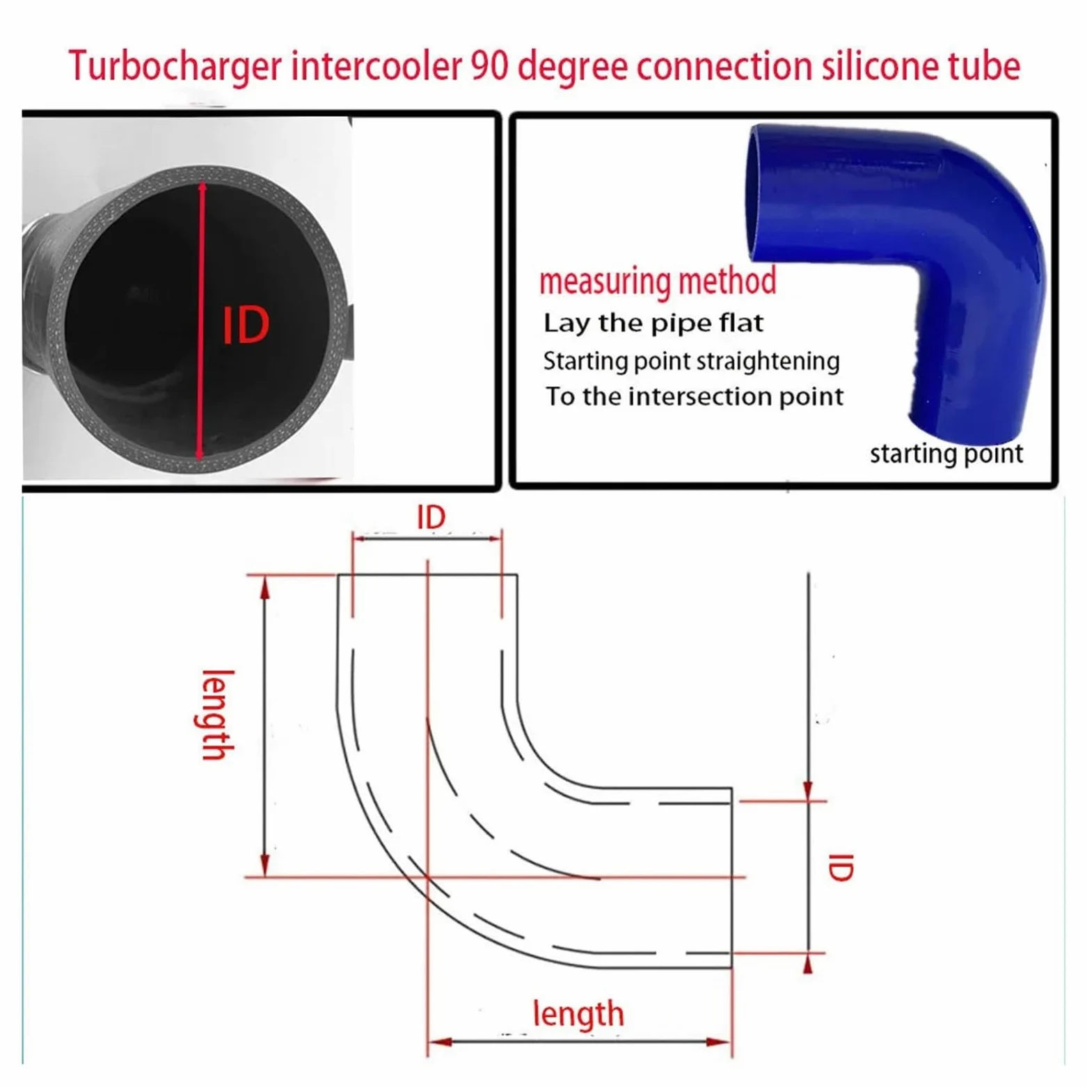 Manguera de conexión de turbocompresor de 90 grados, silicona azul de alta temperatura, diámetro no variable(OTHERS_ID63MM)