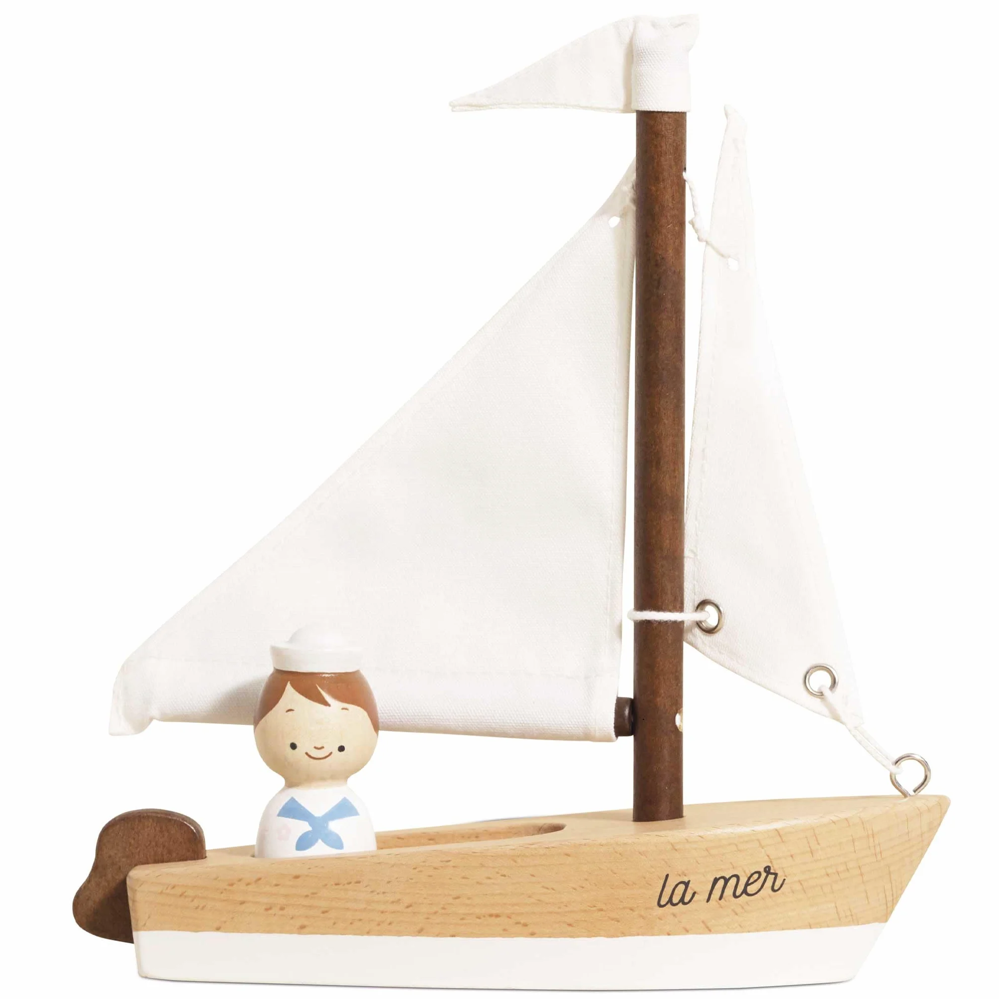 Le Toy Van TV810 Barco de Vela de Juguete Madera FSC ecológica con Marinero