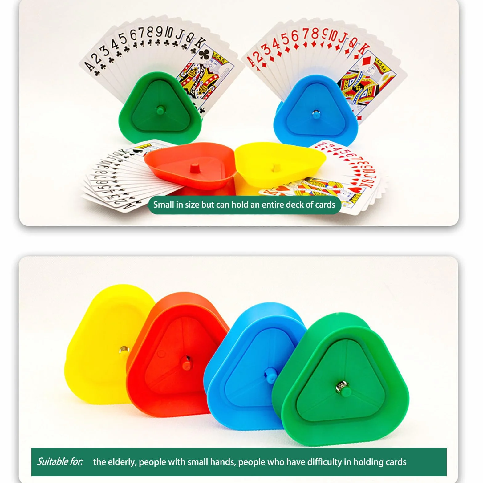 Soporte para Naipes, 4 Pcs Sujeta Cartas Triangular Playing Card Holder para Niños Adultos