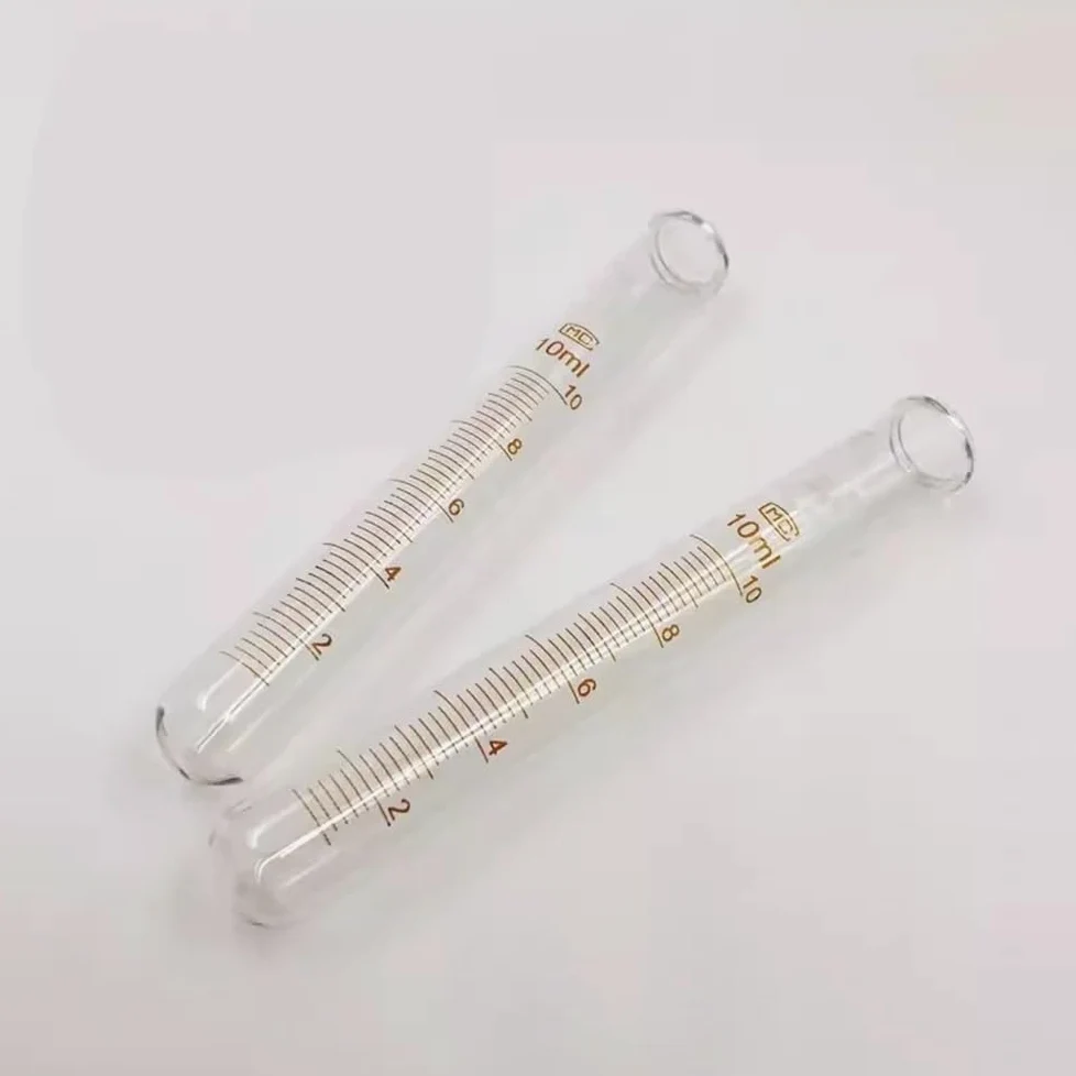 Tubo de ensayo de vidrio graduado de boca plana y fondo redondo, resistente a altas temperaturas, 5 ml, 10 ml, 15 ml, 20 ml, 25 ml, 30 ml, 50 ml y 100 ml, 10 unidades(100ml 10PCS)
