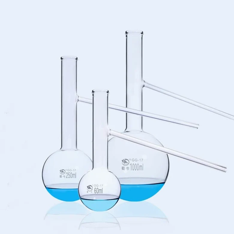 matraz de Vidrio borosilicato de Laboratorio. Matraz de destilación de Vidrio de Cuello Corto de 60 ml a 1000 ml, matraz de ebullición de silicato for Laboratorio, 1 Unidad/Lote(125ml)