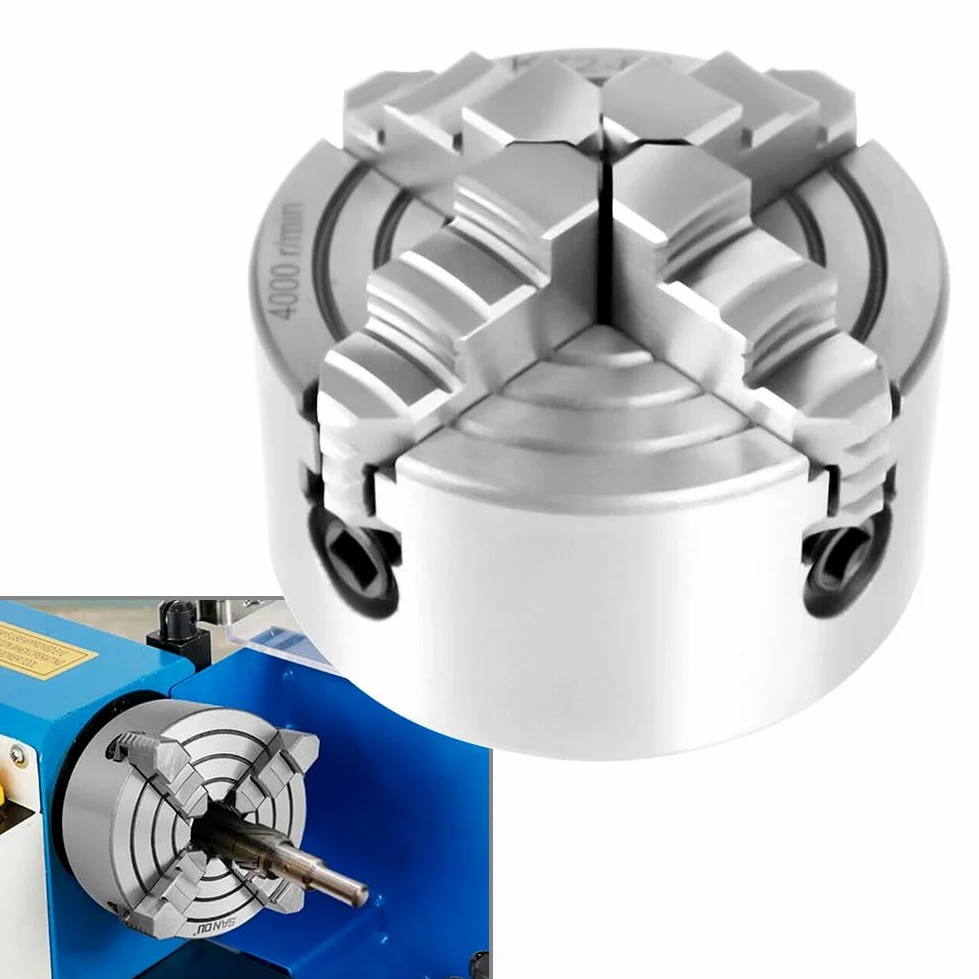 SIKUAI 80 mm 3" n.º K72-80 Mandril de torno reversible de 4 mordazas independiente Accesorios para máquinas de torneado Acero plateado Para máquinas de rectificado/taladrado/fresado