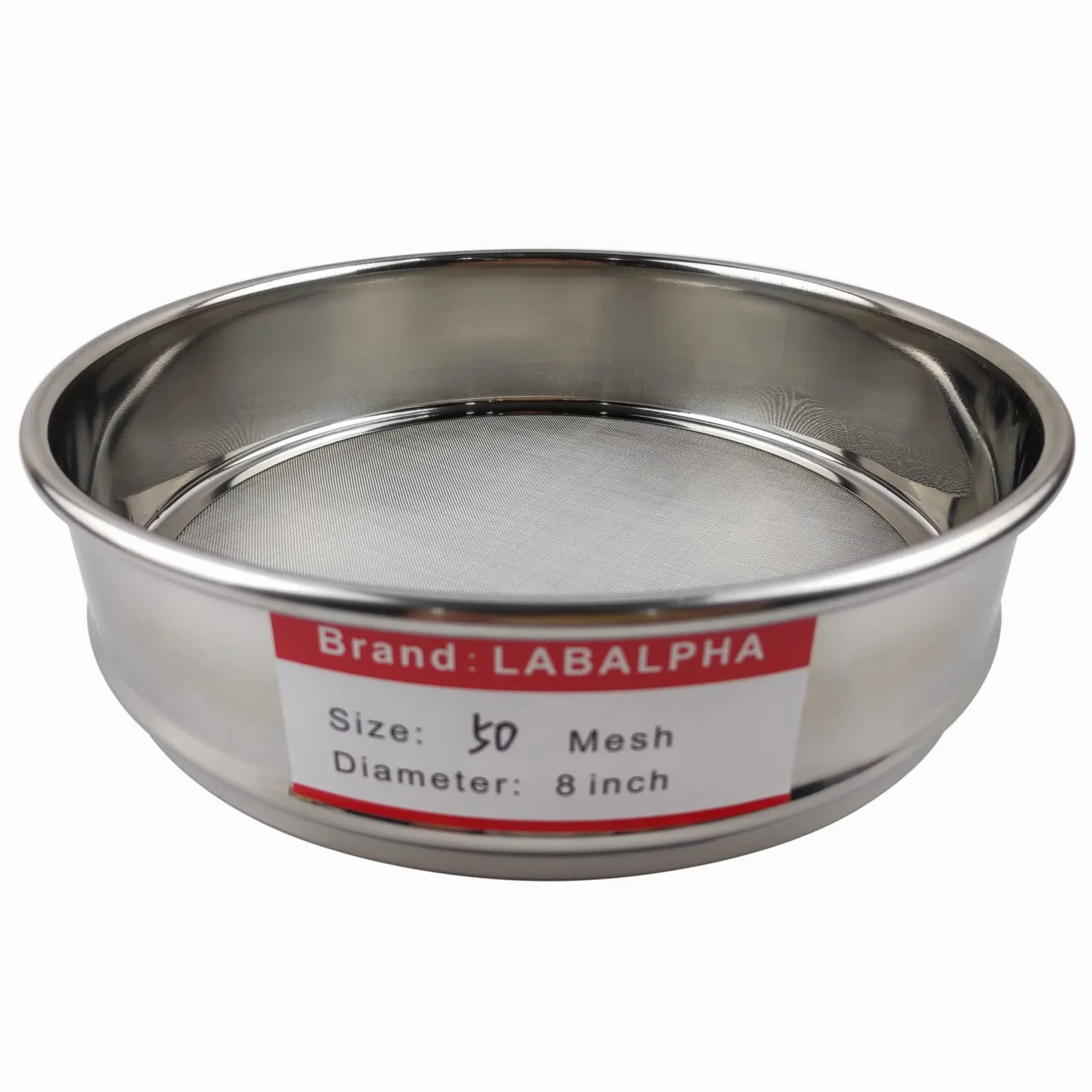 LABALPHA 50 tamices de laboratorio de malla, tamiz de prueba de malla 50, 8 pulgadas de diámetro, paño de alambre de acero inoxidable 304 (0,355 mm)