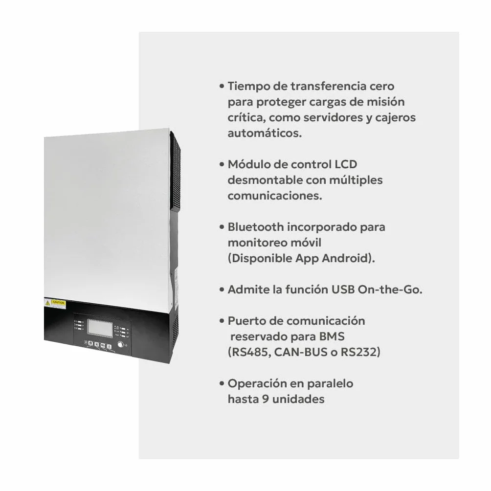 48/5000 Voltronic Axpert King 5000W 48V 230V Voltronic. Inversor de aislada. Paralelizable.