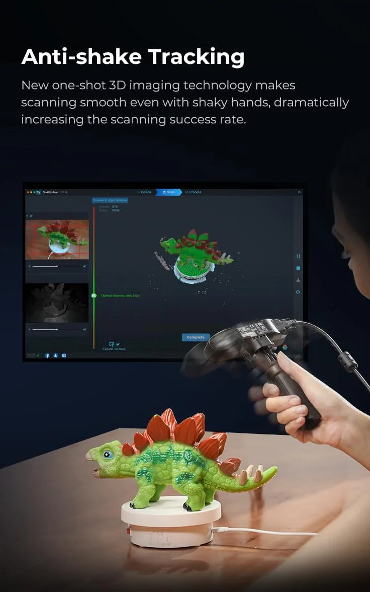 Creality CR-Scan Ferret Pro - Escáner 3D para impresión 3D, 0,1 mm de precisión, escaneo inalámbrico a través de WiFi 6, escáner de mano antivibración, escaneo a todo color de 24 bits, compatible con