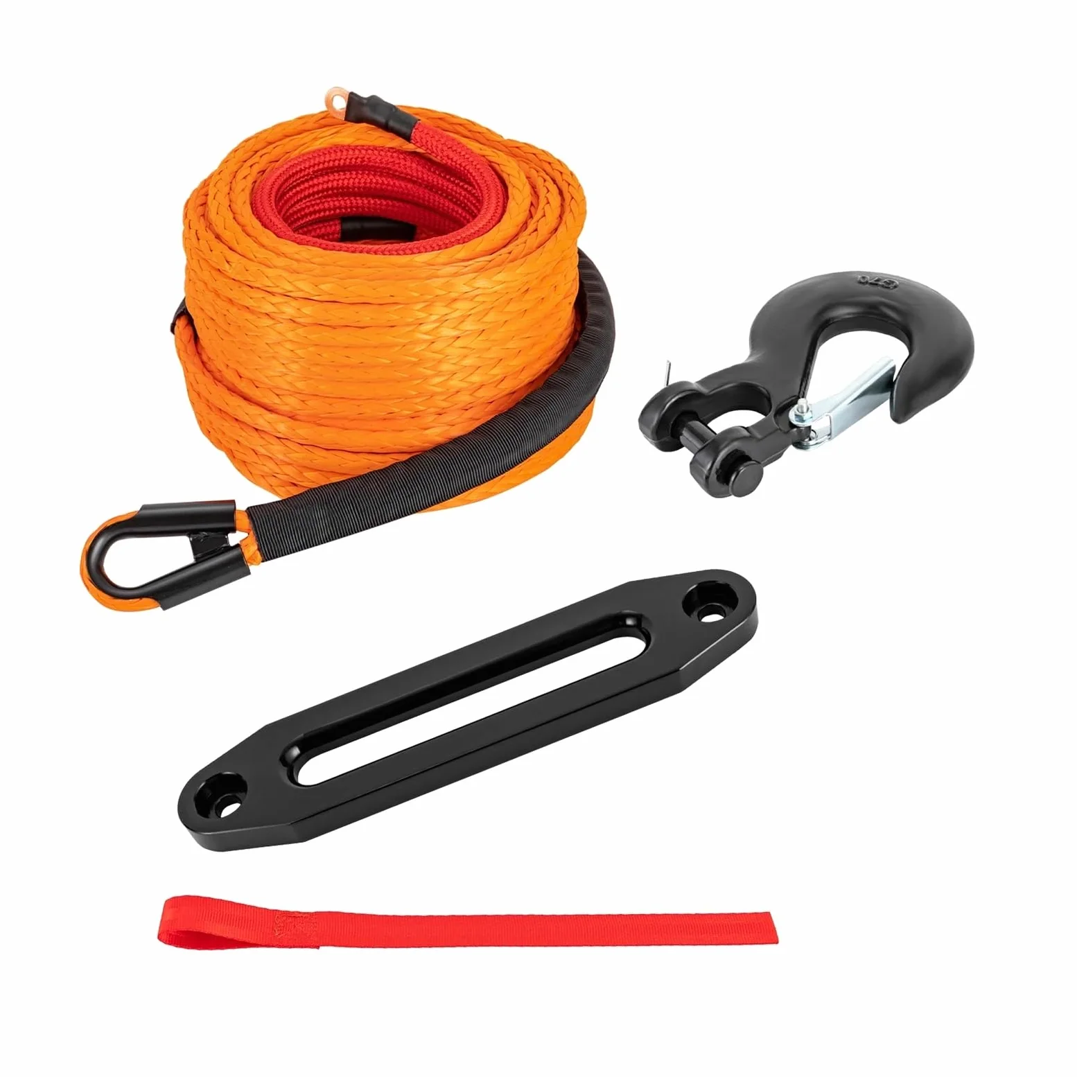 Cabrestante Manual, Cable de cabrestante sintético de 28 m (23809 lb) con gancho y guías for vehículos todoterreno 4x4, ATV, UTV y SUV (naranja)