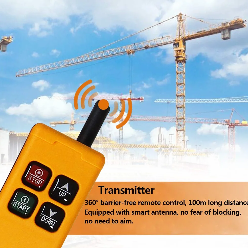 MXBAOHENG Mando para Grua Mando Puente Grua HS-4 Adecuado para 12V y 24V con 4 Botones 1* Receptor 1* Transmisor